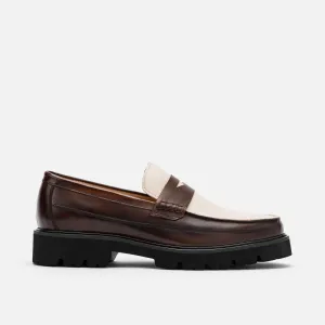Adler Brown/Weiß Leder Penny Loafers