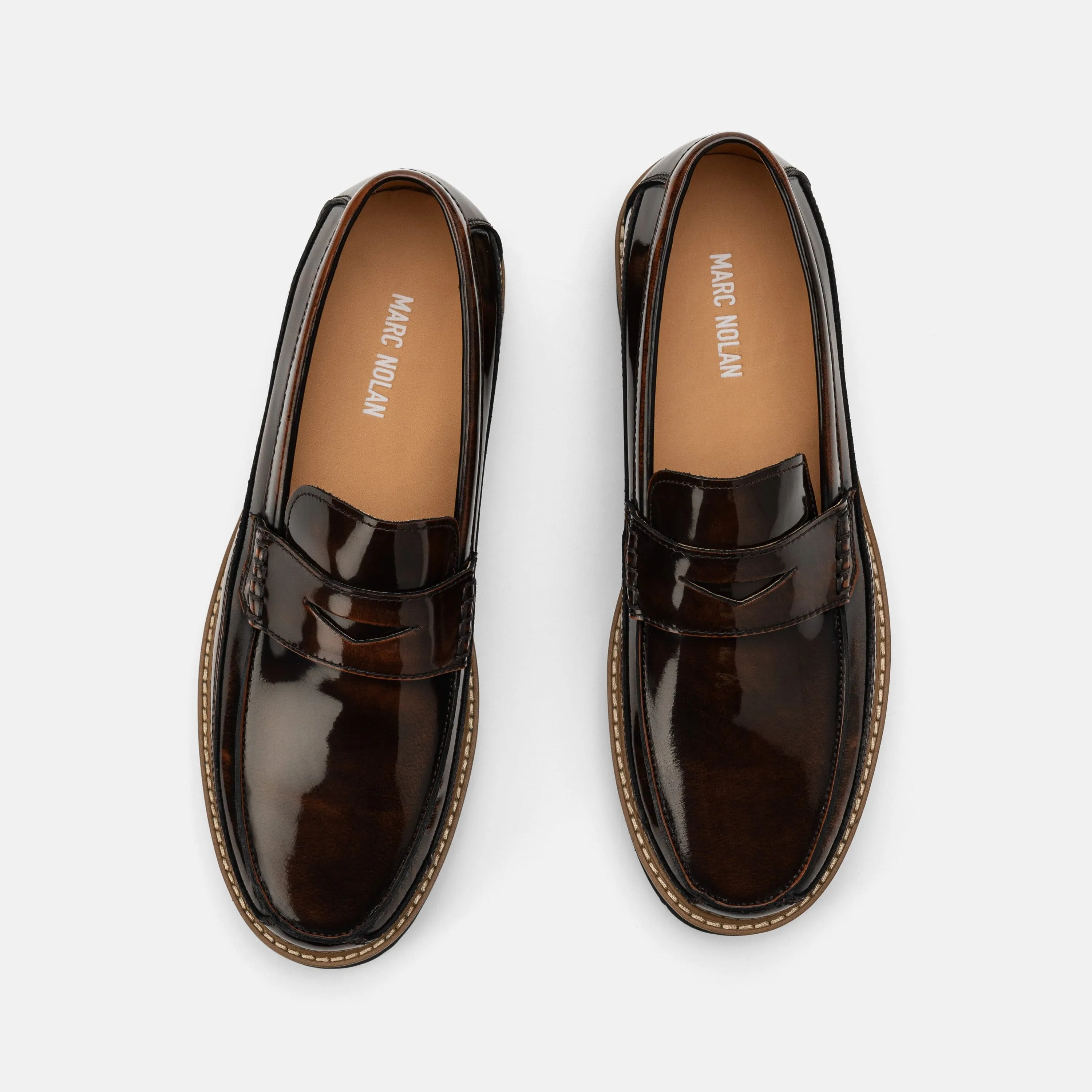 Adler Mahagoni Lackleder Penny Loafers