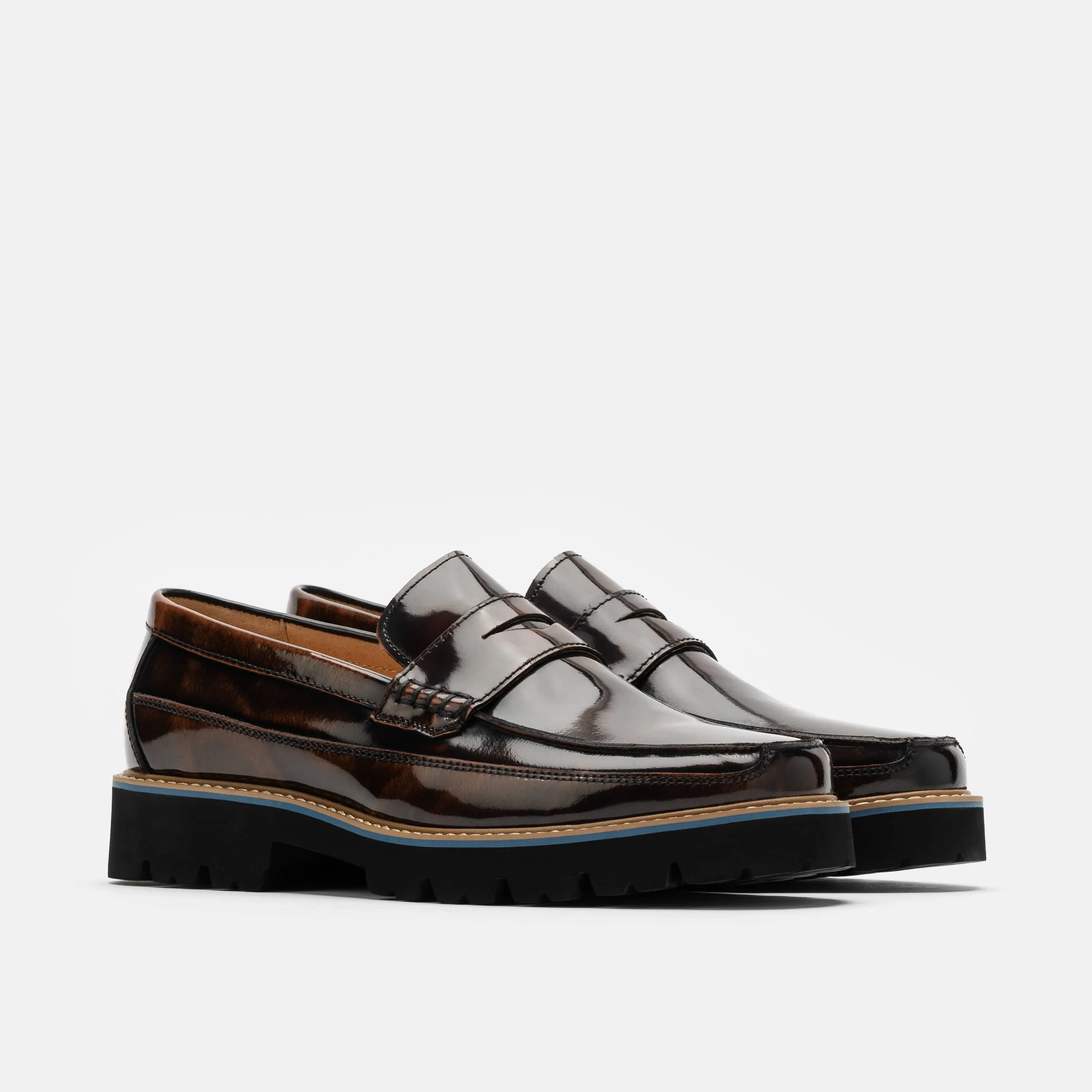 Adler Mahagoni Lackleder Penny Loafers