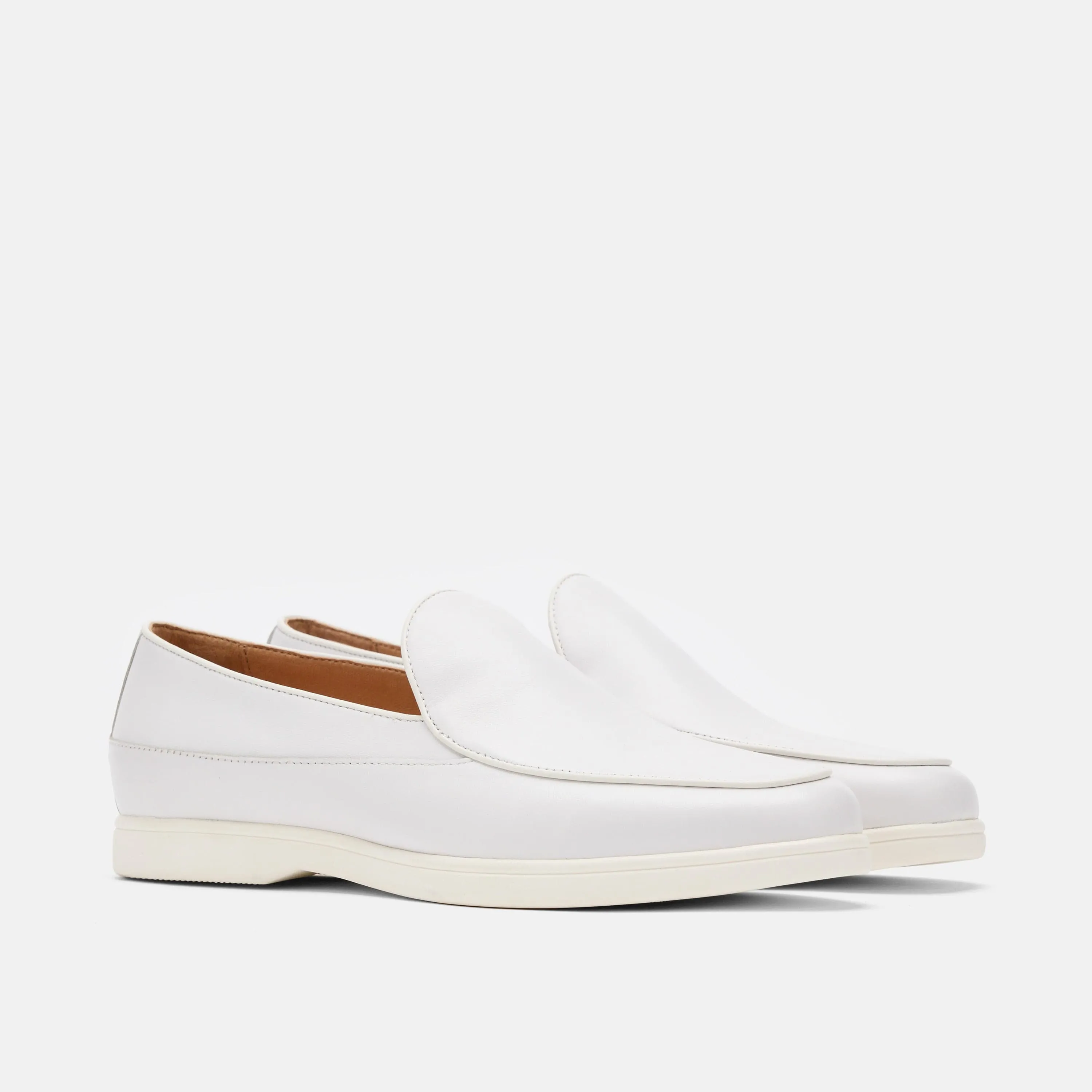 Alessandro Weiße Leder-Venetianer-Loafer