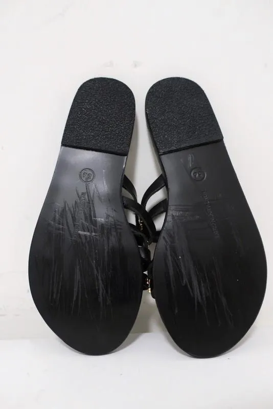 Antike griechische Sandalen Niki Nails Sandalen Schwarz Leder Größe 36 Flache Schlapfen NEU