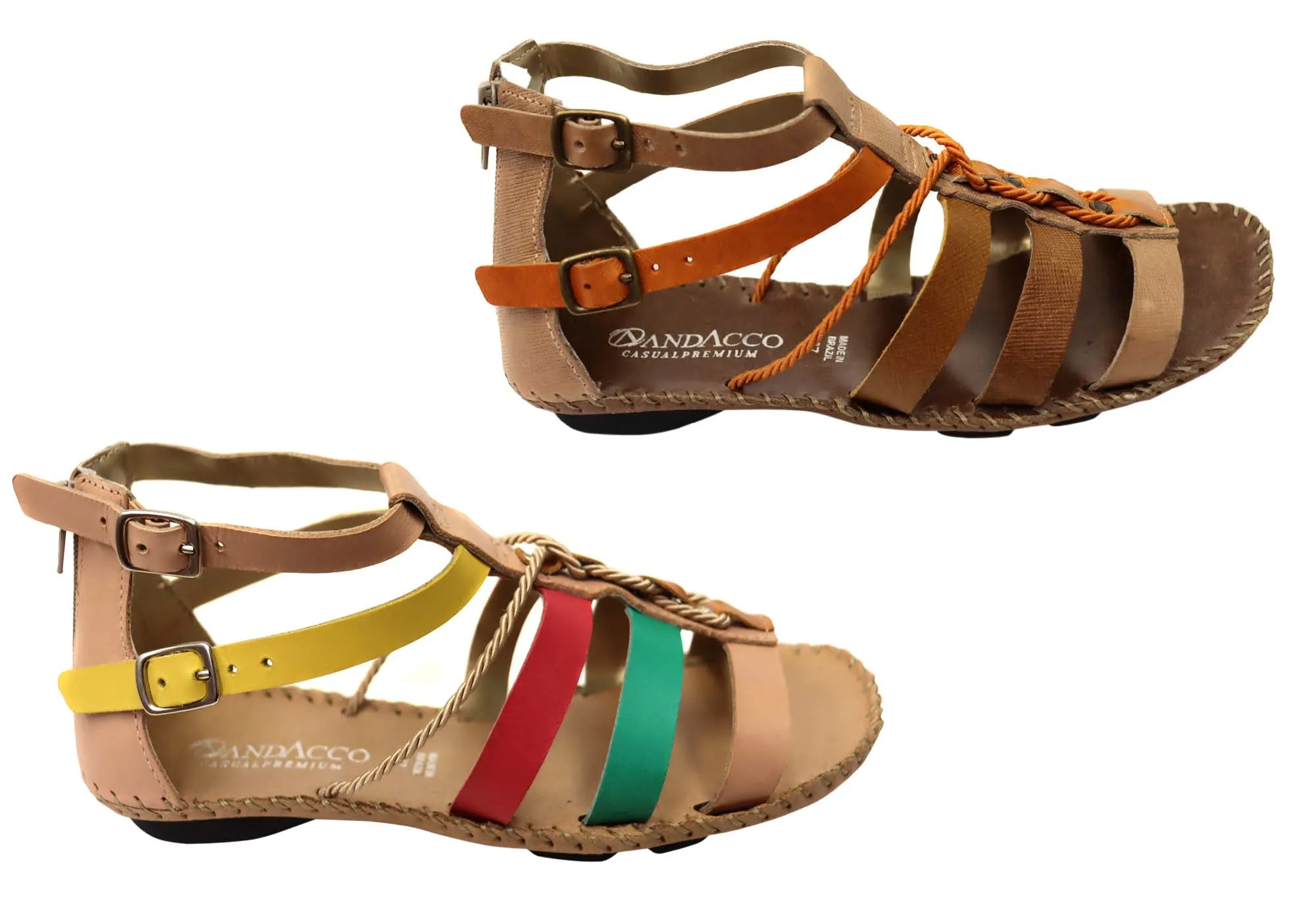 Andacco Romio Damen Bequeme Ledersandalen Hergestellt in Brasilien Andacco Schuhe