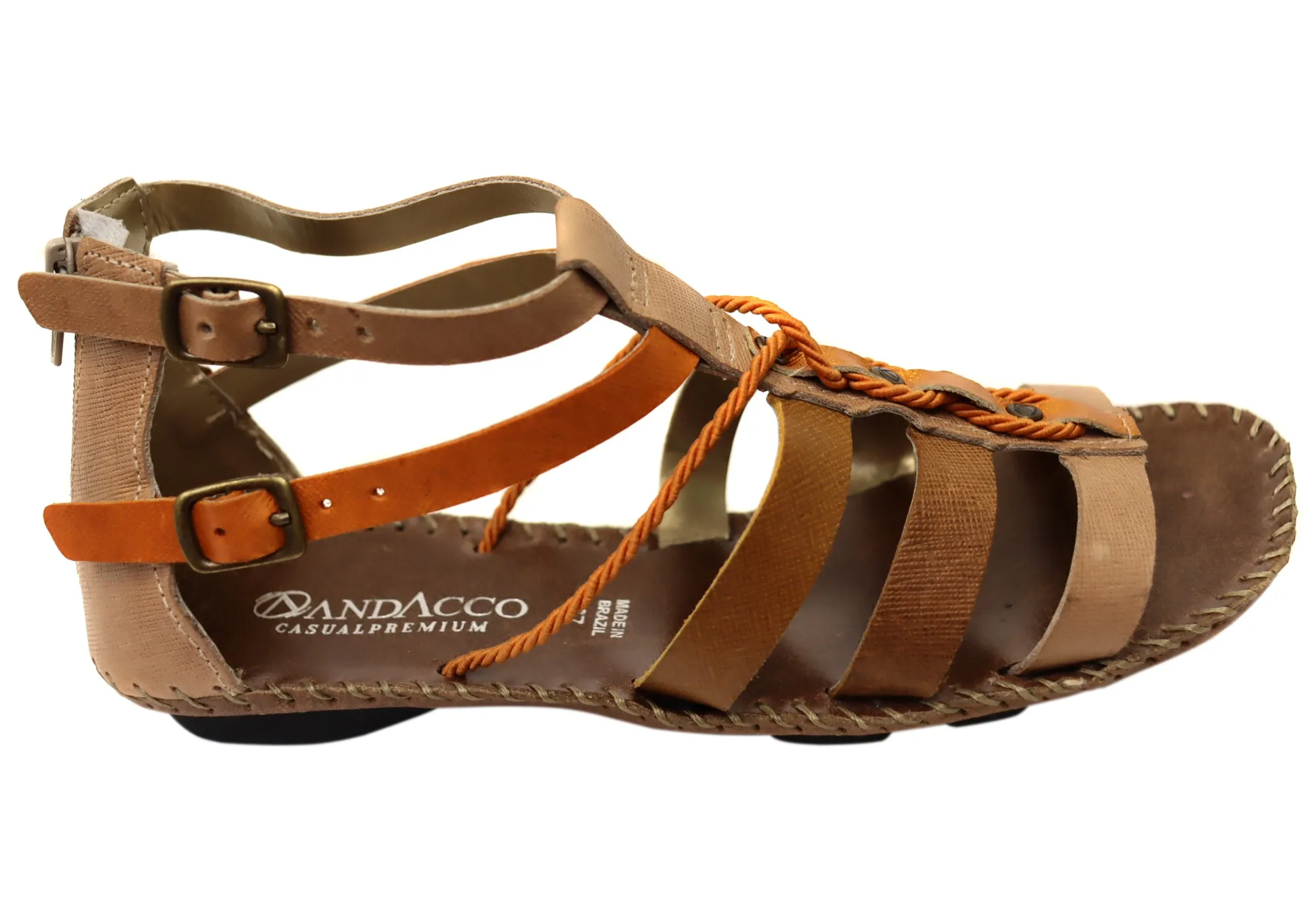 Andacco Romio Damen Bequeme Ledersandalen Hergestellt in Brasilien Andacco Schuhe