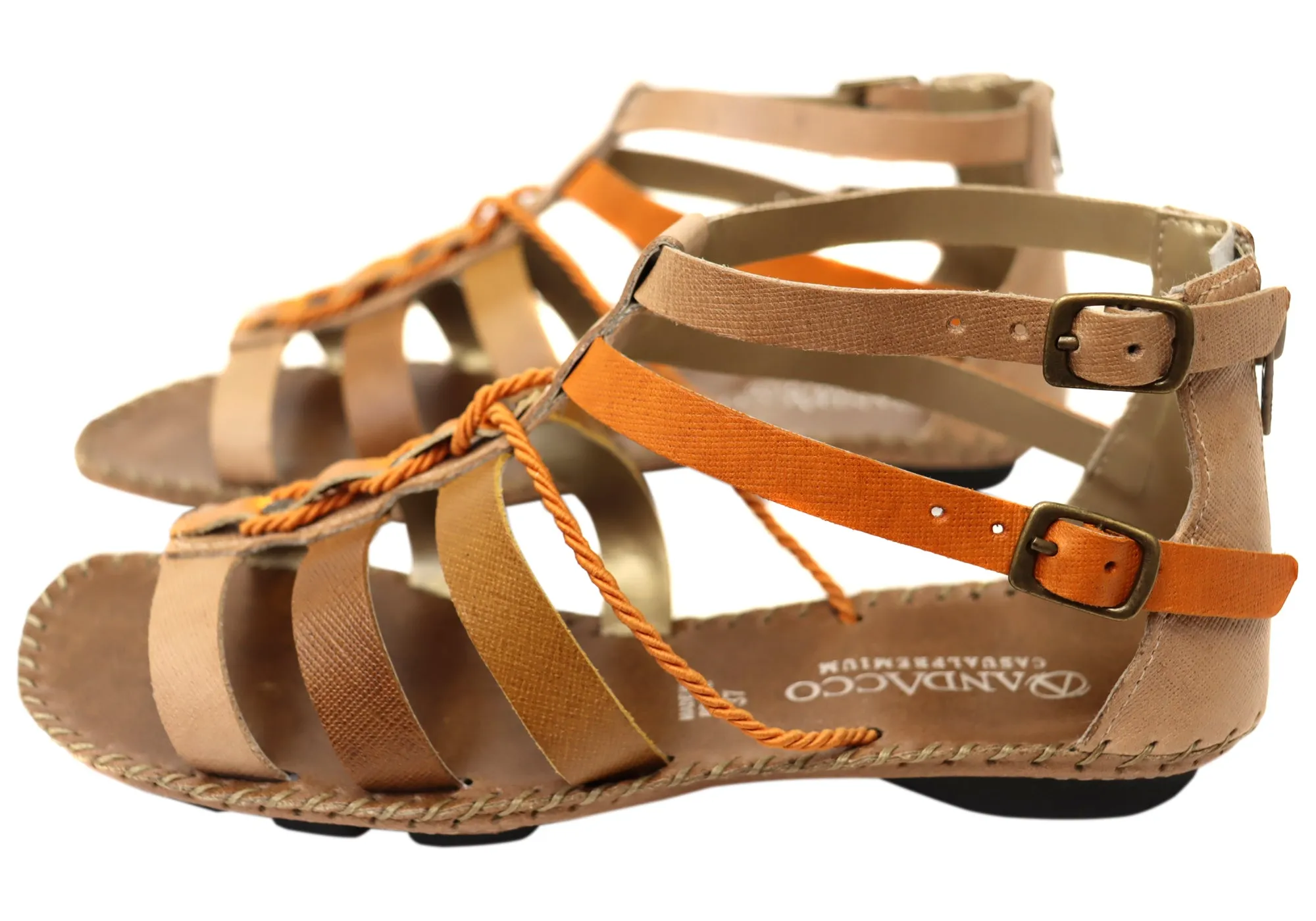 Andacco Romio Damen Bequeme Ledersandalen Hergestellt in Brasilien Andacco Schuhe