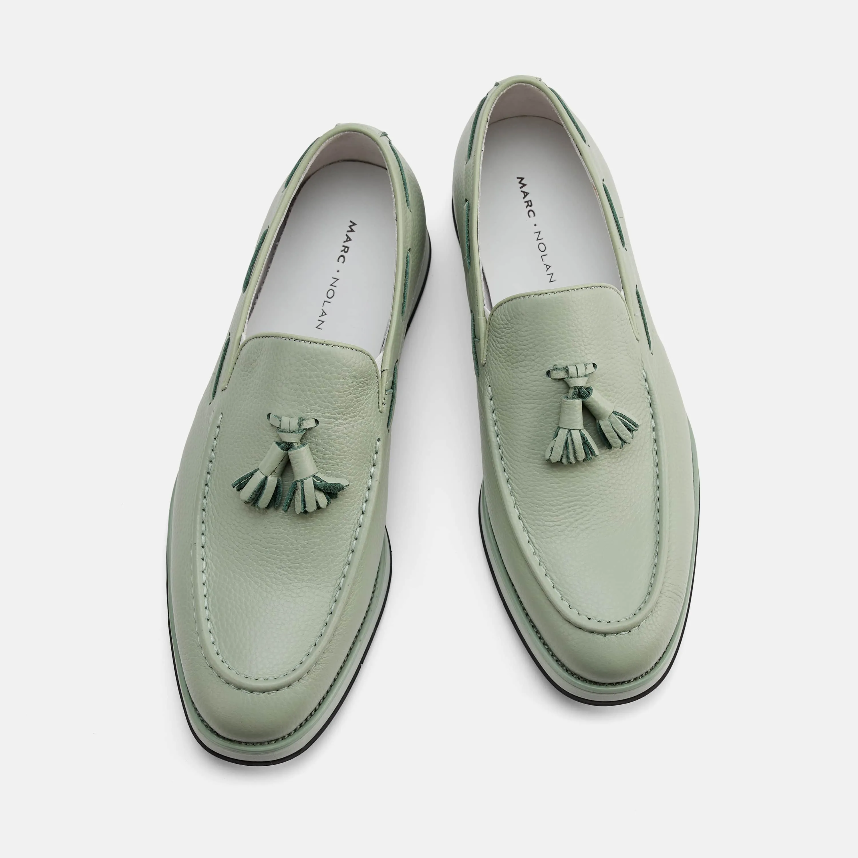 Apollo Sage Green Lederquasten-Loafer