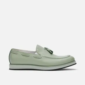 Apollo Sage Green Lederquasten-Loafer