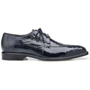 Belvedere Exotische Leder Schuhe Belvedere Siena in Marineblau Echtem Straußenbein Oxfords