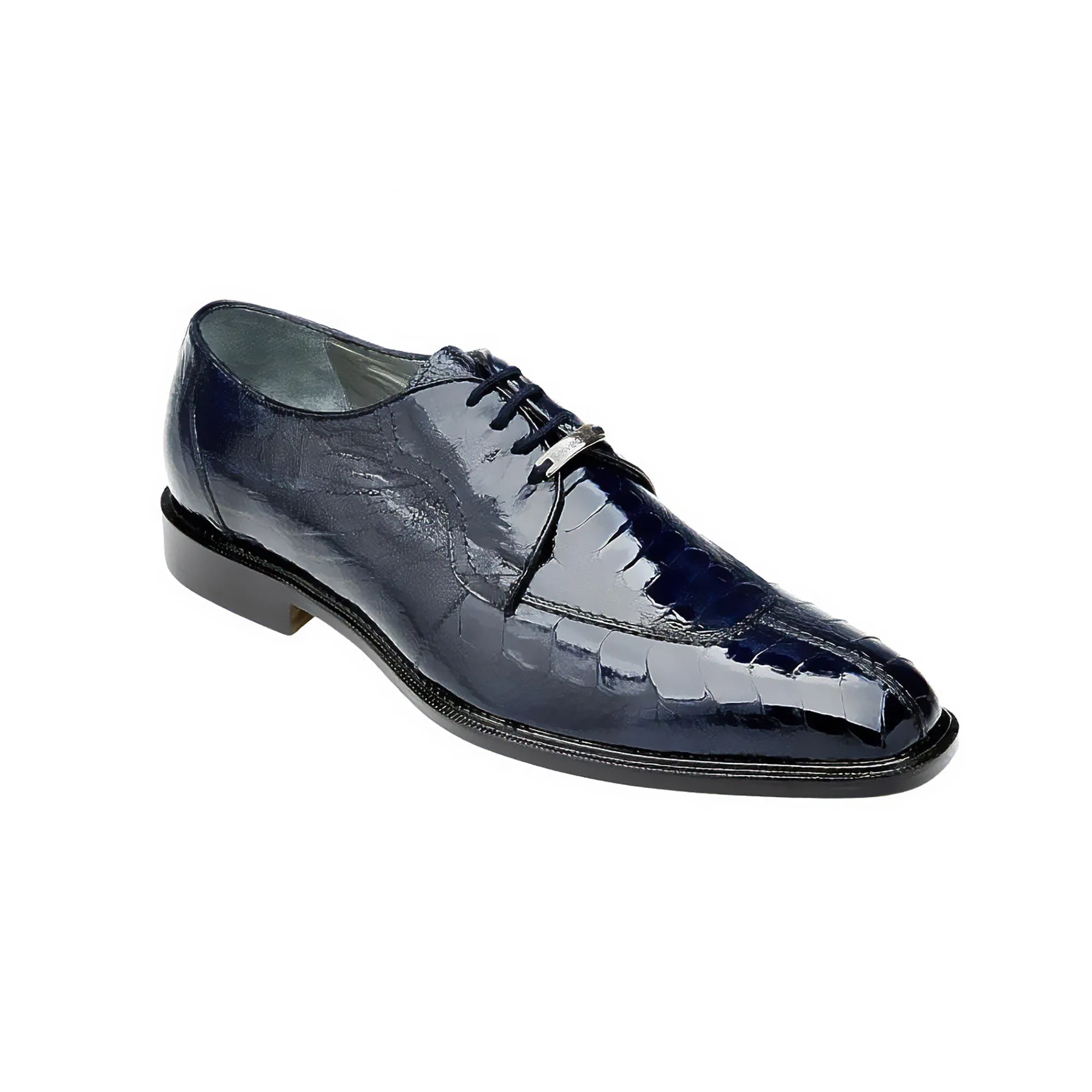 Belvedere Exotische Leder Schuhe Belvedere Siena in Marineblau Echtem Straußenbein Oxfords