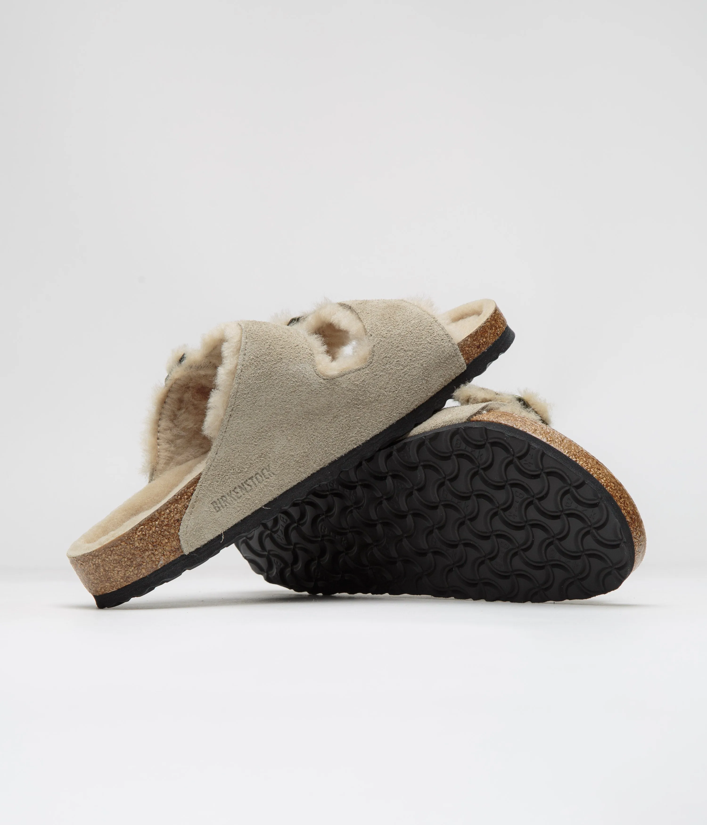Birkenstock Arizona Shearling Sandalen - Taupe Birkenstock Schuhe