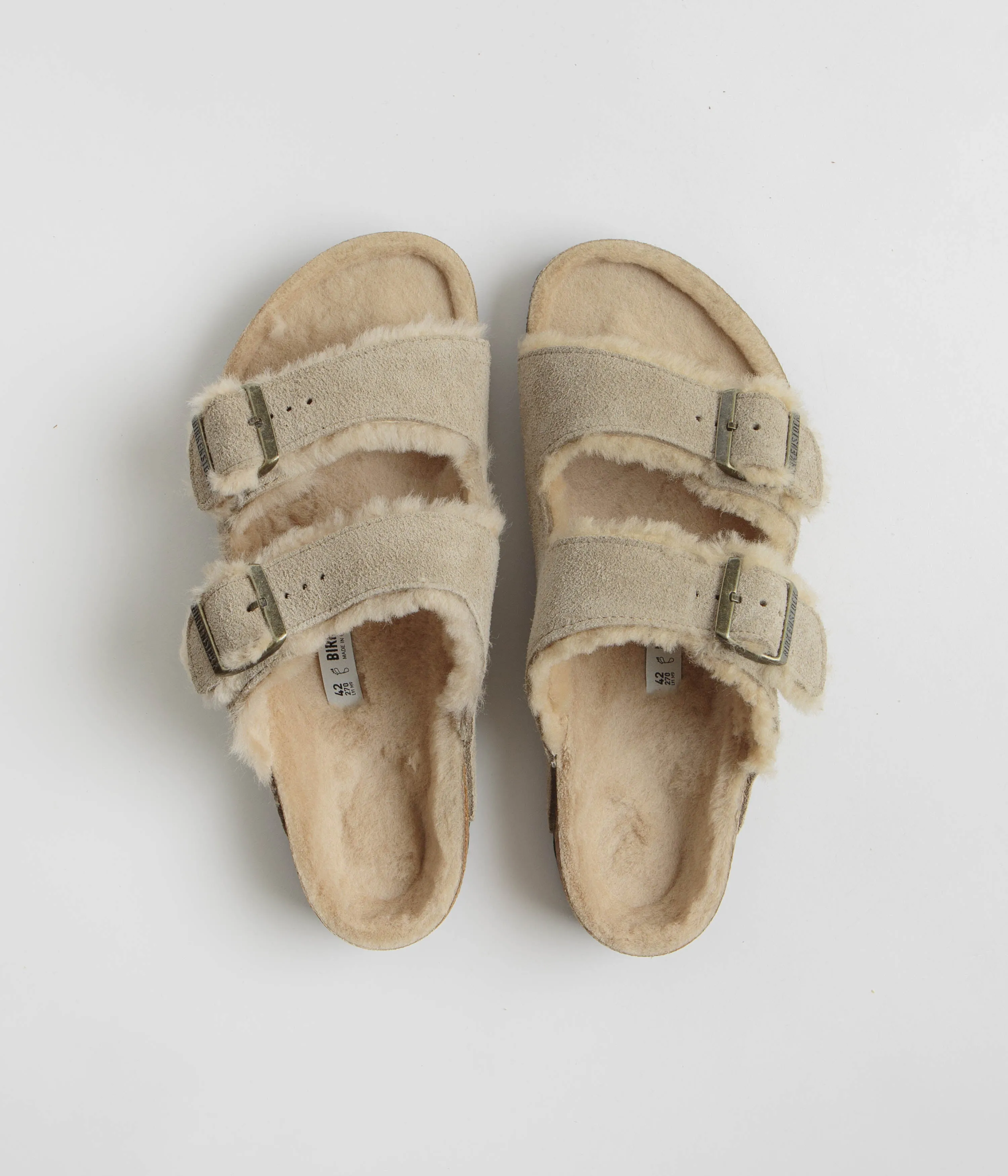 Birkenstock Arizona Shearling Sandalen - Taupe Birkenstock Schuhe