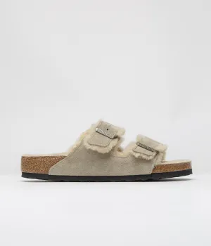 Birkenstock Arizona Shearling Sandalen - Taupe Birkenstock Schuhe