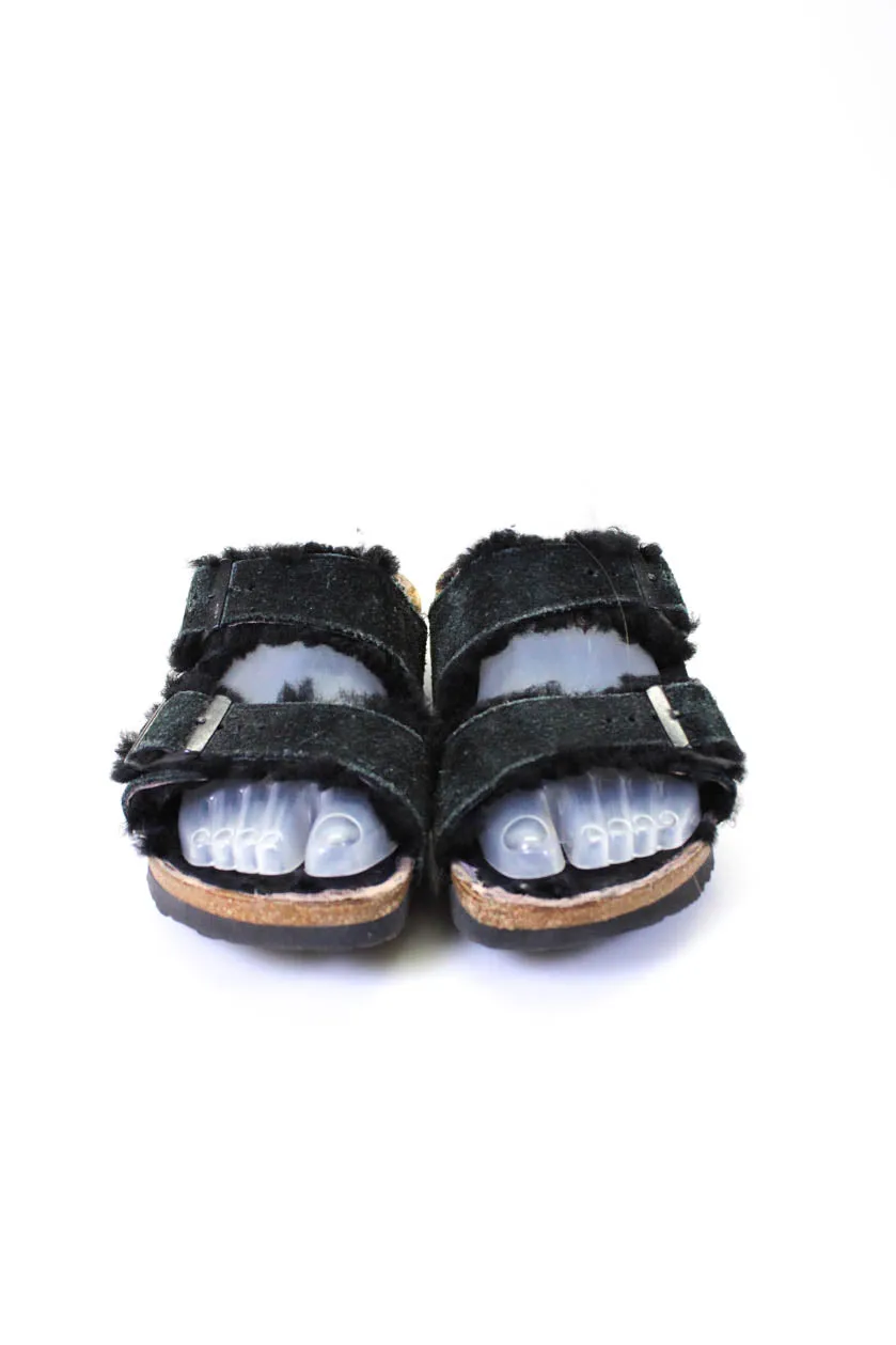 Birkenstock Damen Shearling gefütterte Doppelriemen-Sandalen aus Rücksuede
