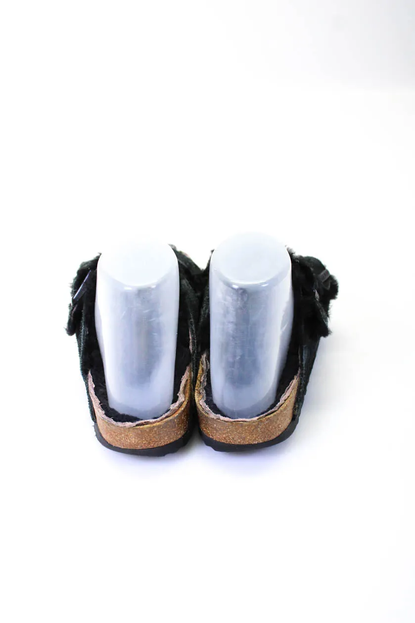 Birkenstock Damen Shearling gefütterte Doppelriemen-Sandalen aus Rücksuede