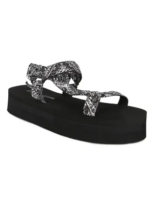Schwarz & Weiß PU bedruckte Plateausandalen