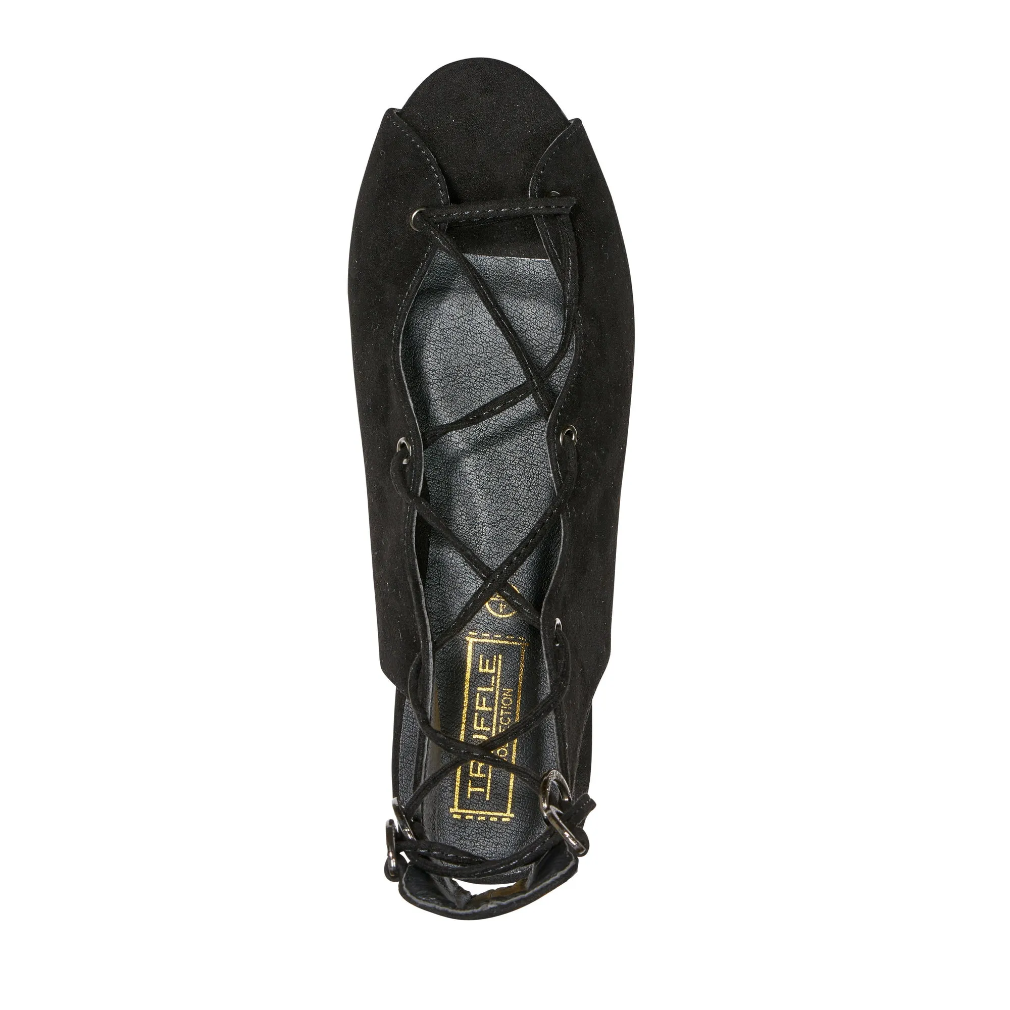 Schwarze Flache Sandalen mit Schnürung