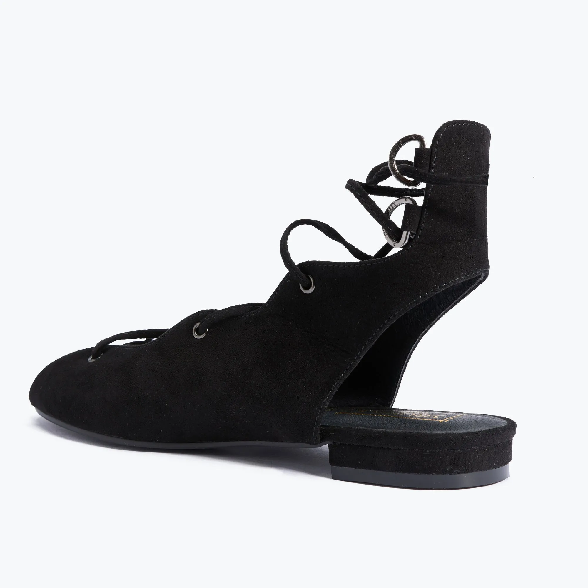 Schwarze Flache Sandalen mit Schnürung