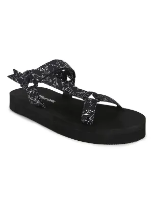 Schwarze PU-bedruckte Plateausandalen