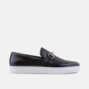 Boardwalk Sneaker aus schwarzem Leder mit Horse-Bit-Detail