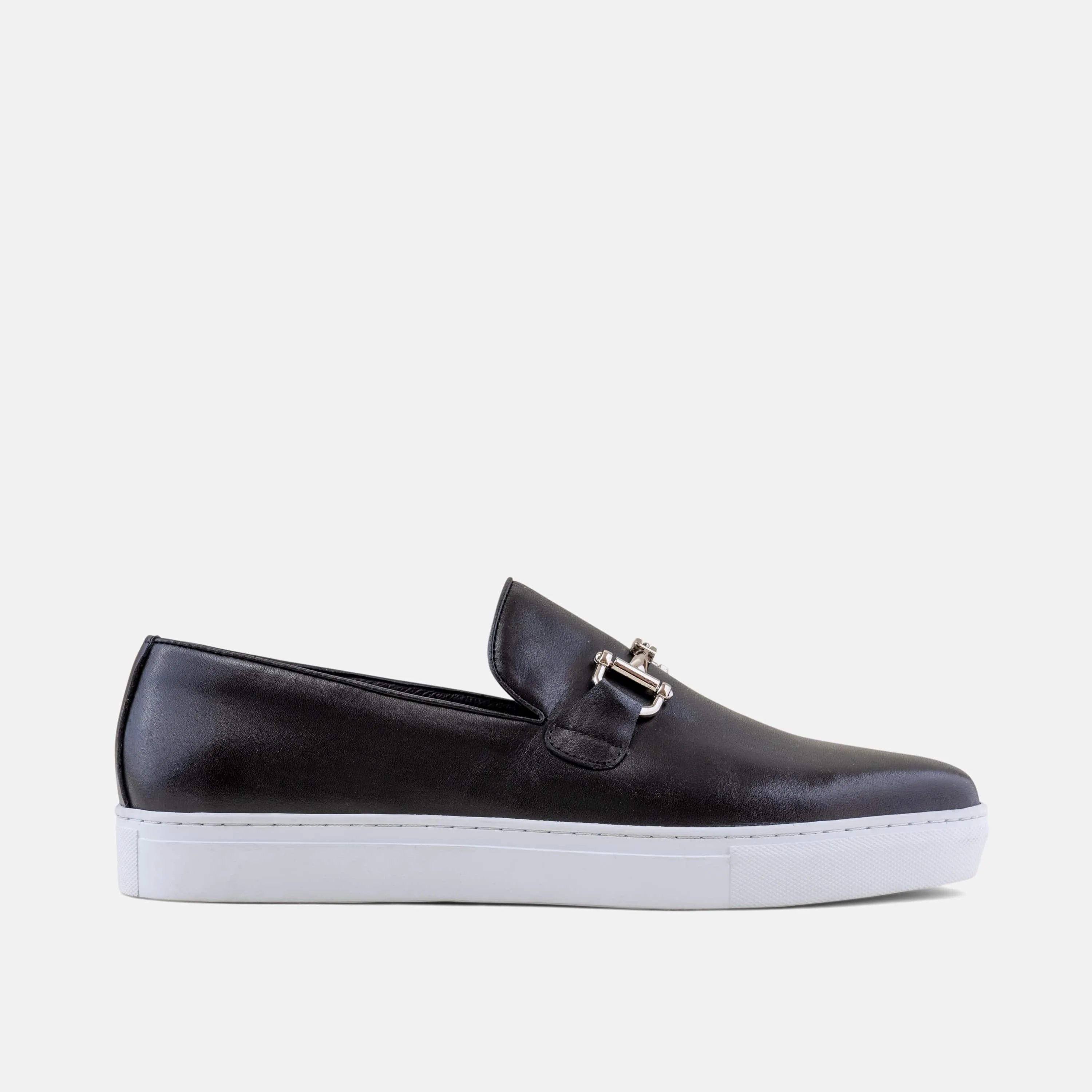 Boardwalk Sneaker aus schwarzem Leder mit Horse-Bit-Detail