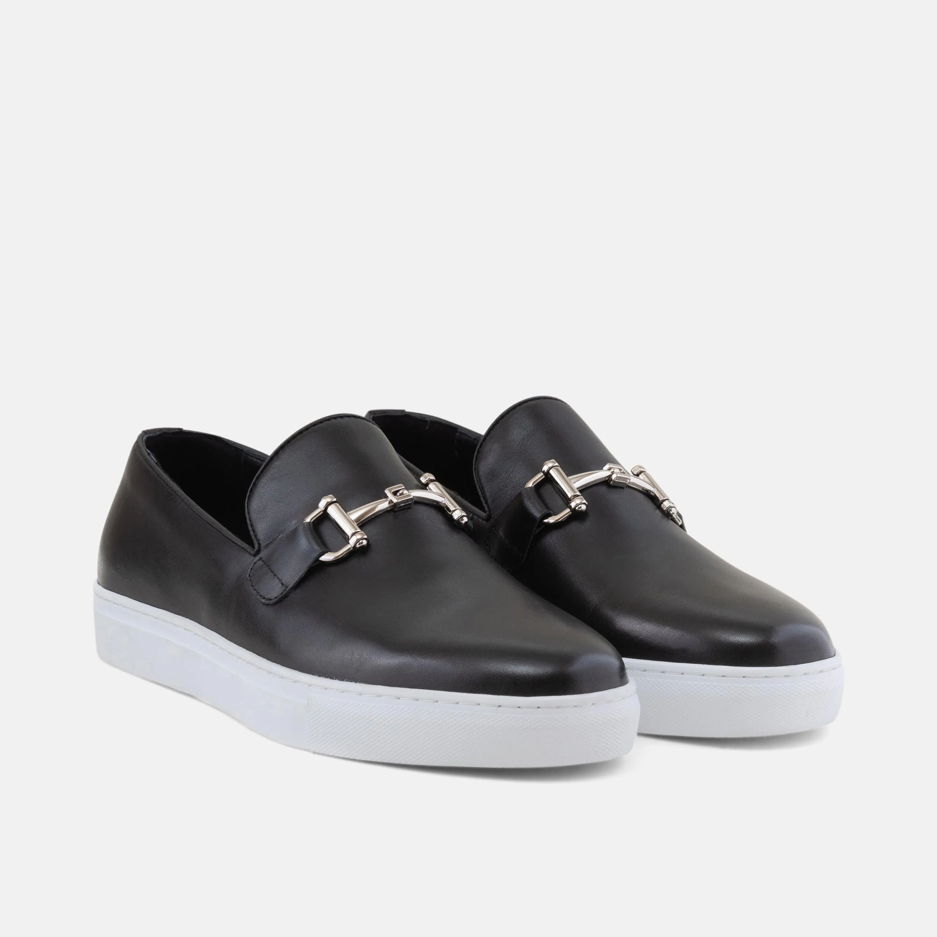 Boardwalk Sneaker aus schwarzem Leder mit Horse-Bit-Detail