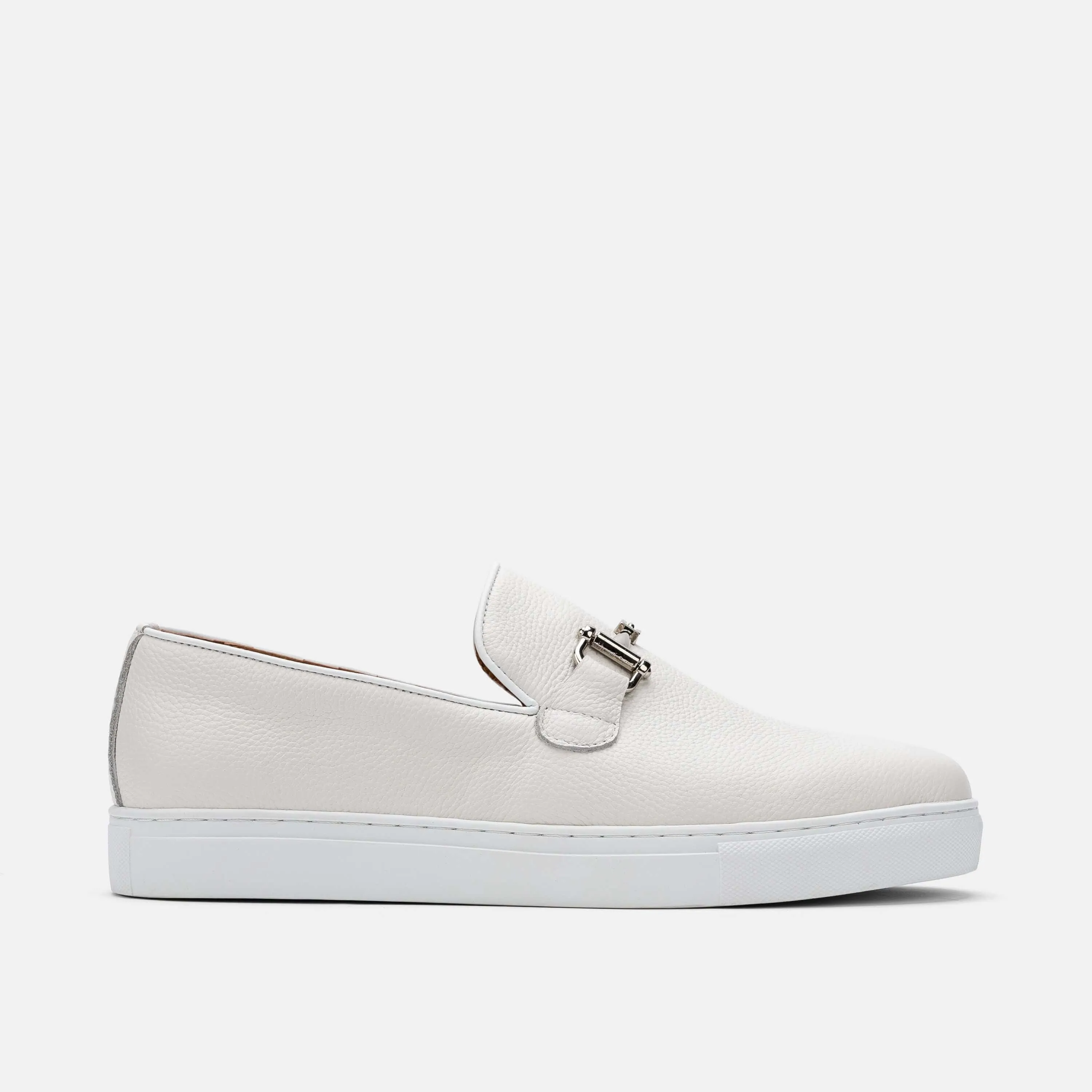 Boardwalk Weiße Leder-Sneakers mit Pferdebit-Verzierung
