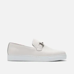 Boardwalk Weiße Leder-Sneakers mit Pferdebit-Verzierung