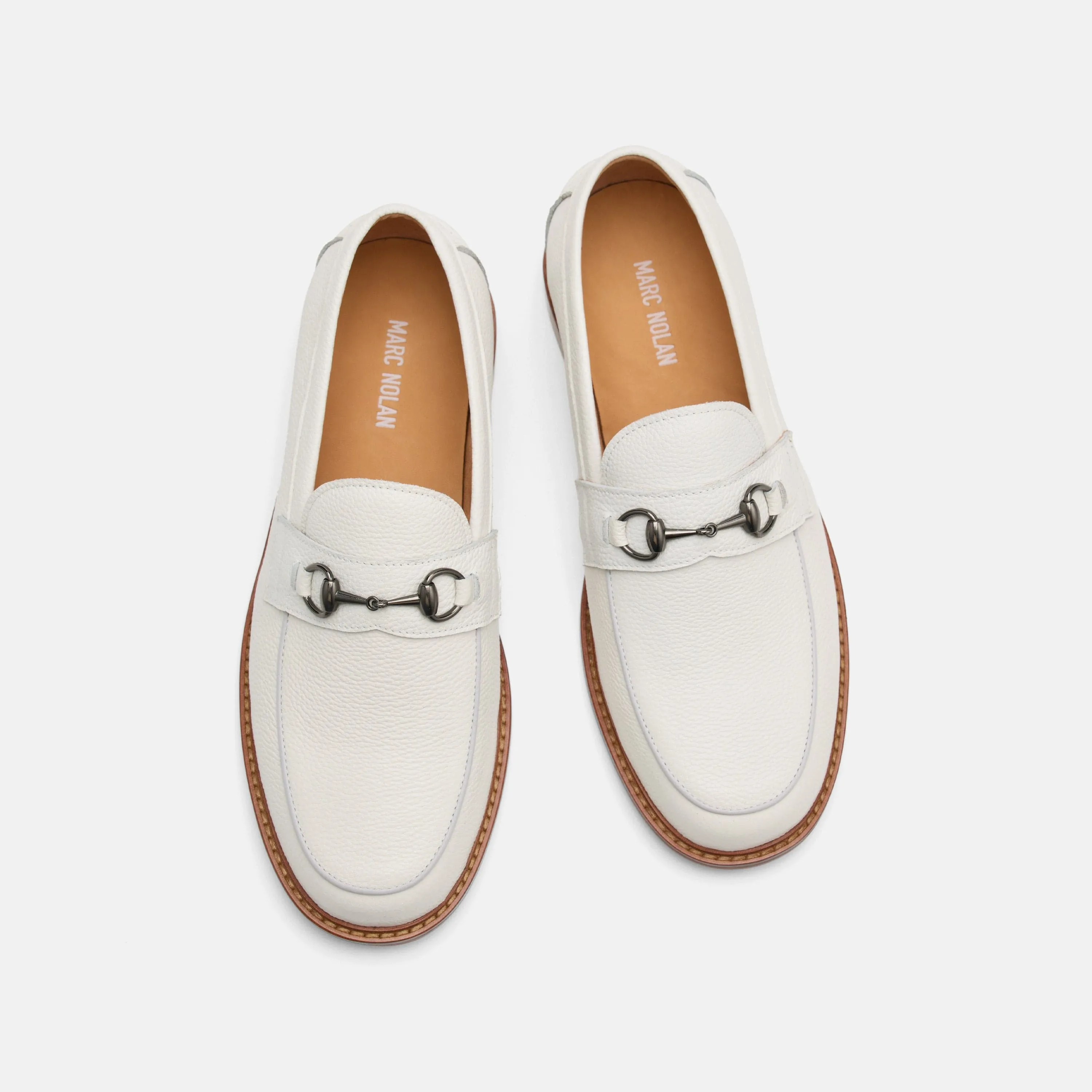 Boardwalk Weiße Kiesel Leder Pferdebit-Loafer