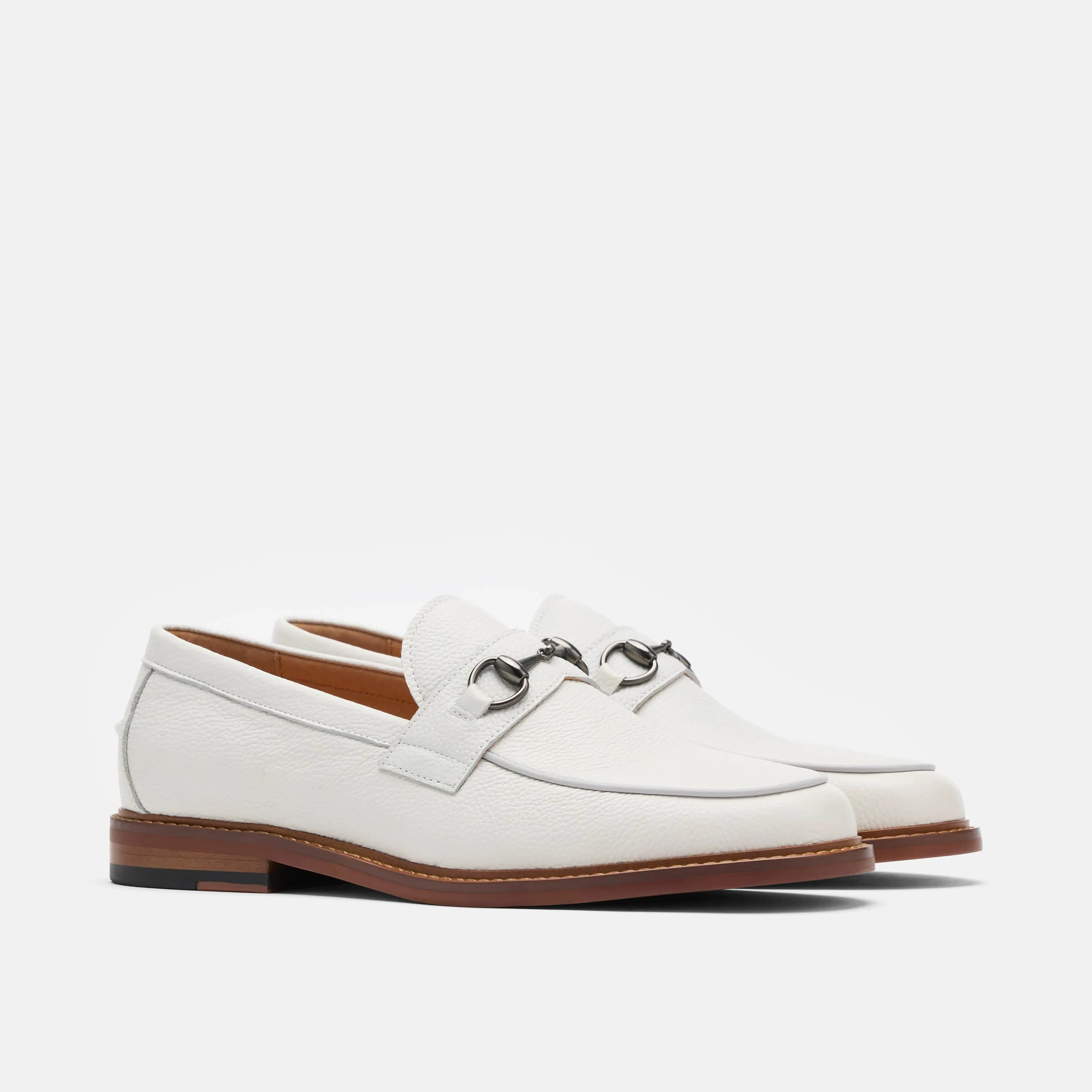 Boardwalk Weiße Kiesel Leder Pferdebit-Loafer
