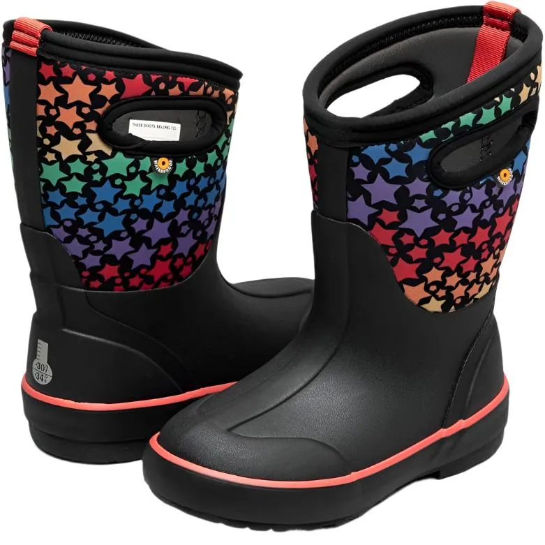 Bogs Schuhe Classic II Regenbogen Sterne Schwarz Multi (Größe 8c-5J)