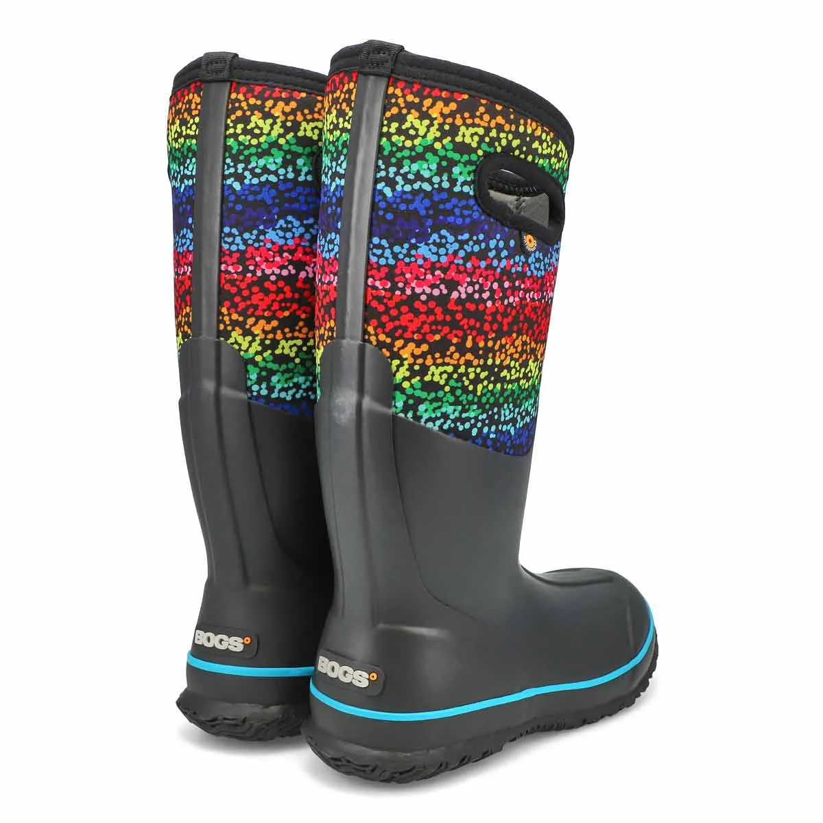 Bogs Schuhe Classic Regenbogen Punkte Schwarz Multi