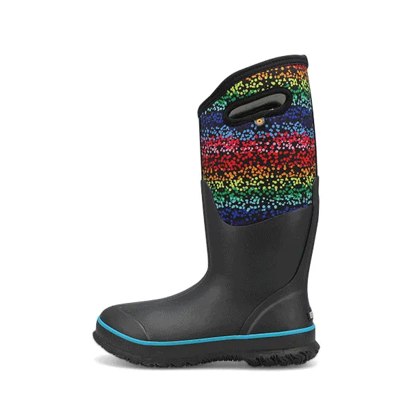 Bogs Schuhe Classic Regenbogen Punkte Schwarz Multi