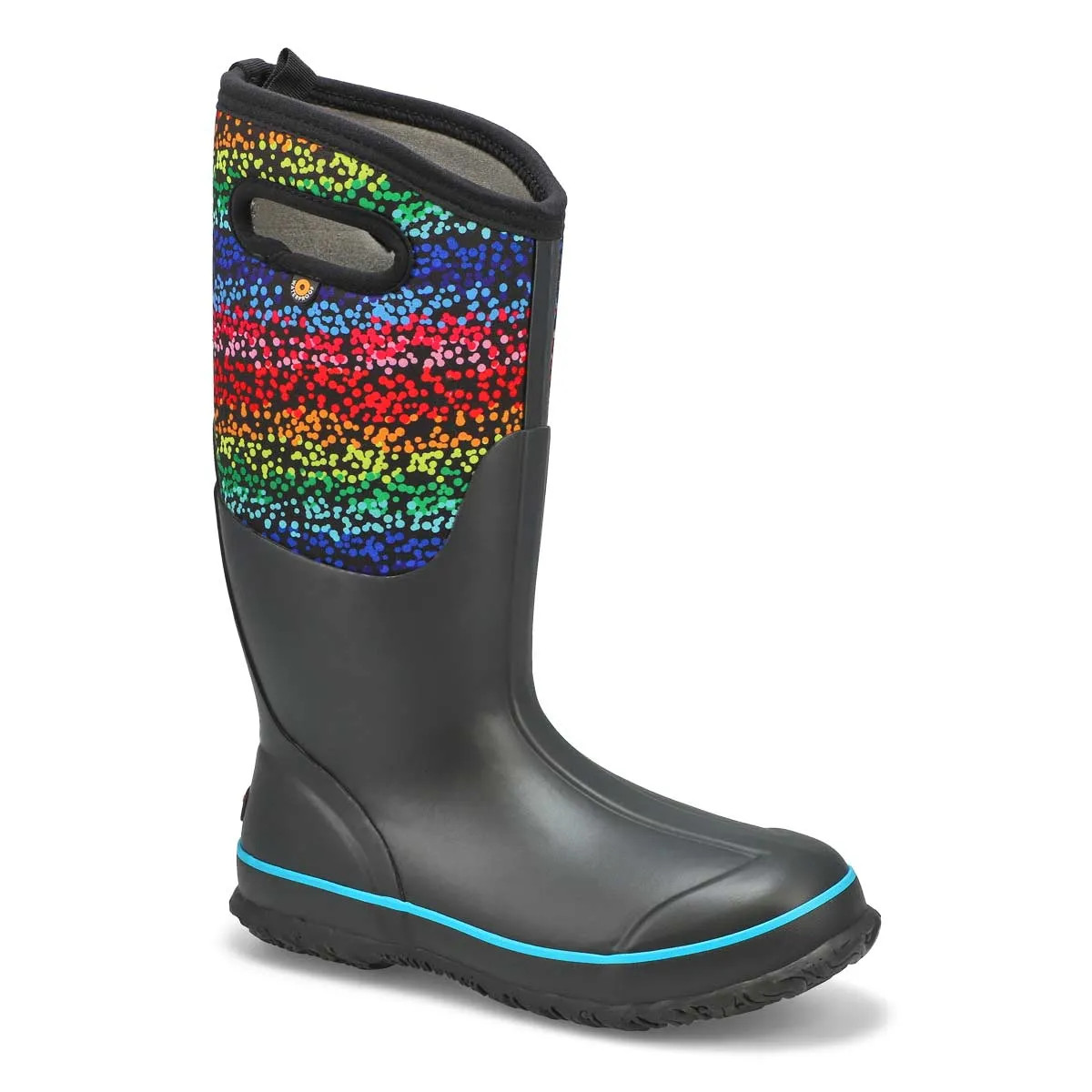 Bogs Schuhe Classic Regenbogen Punkte Schwarz Multi