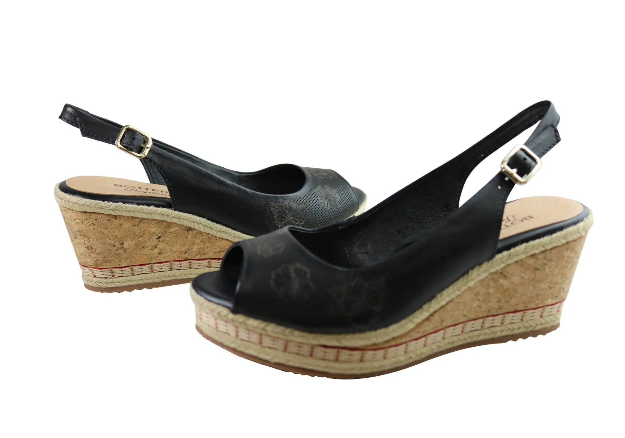 Bottero Giovanna Damen Komfort Keilabsatz Sandalen Aus Leder Hergestellt In Brasilien Bottero Schuhe