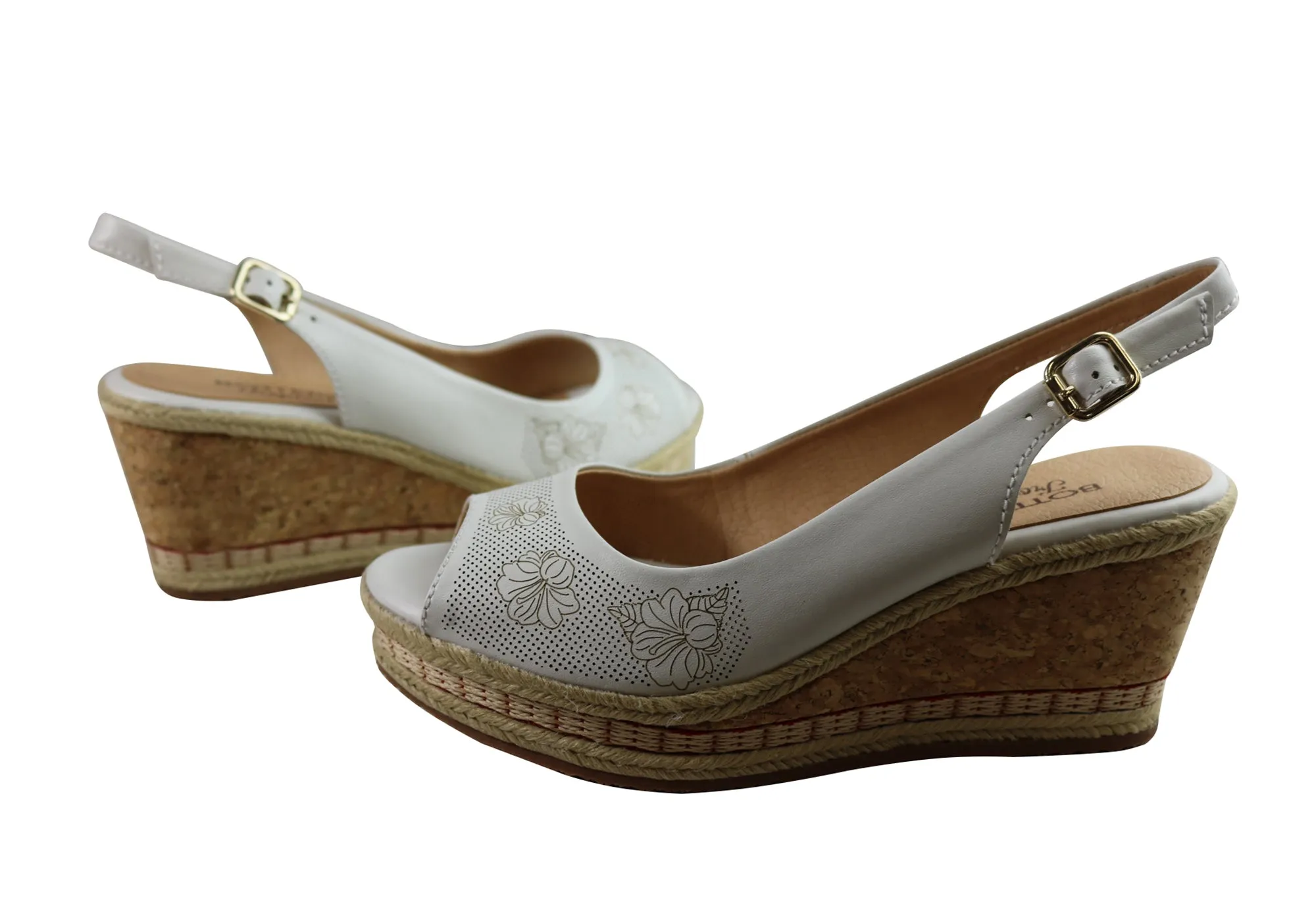 Bottero Giovanna Damen Komfort Keilabsatz Sandalen Aus Leder Hergestellt In Brasilien Bottero Schuhe