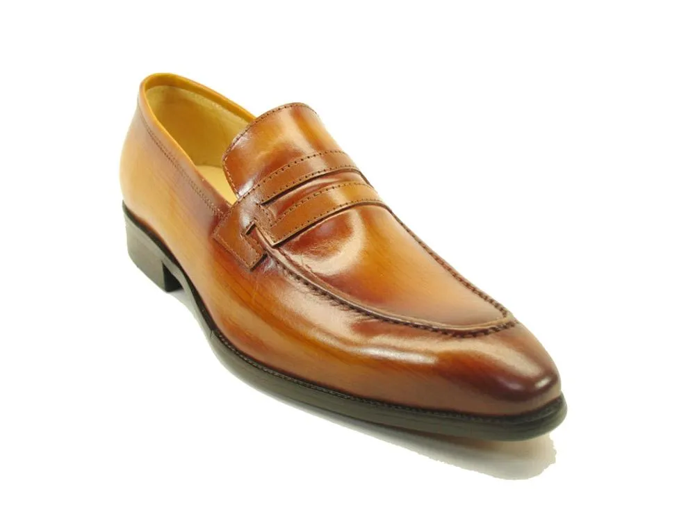 Kalbleder-Penny-Loafer im Slip-On-Design in Cognac