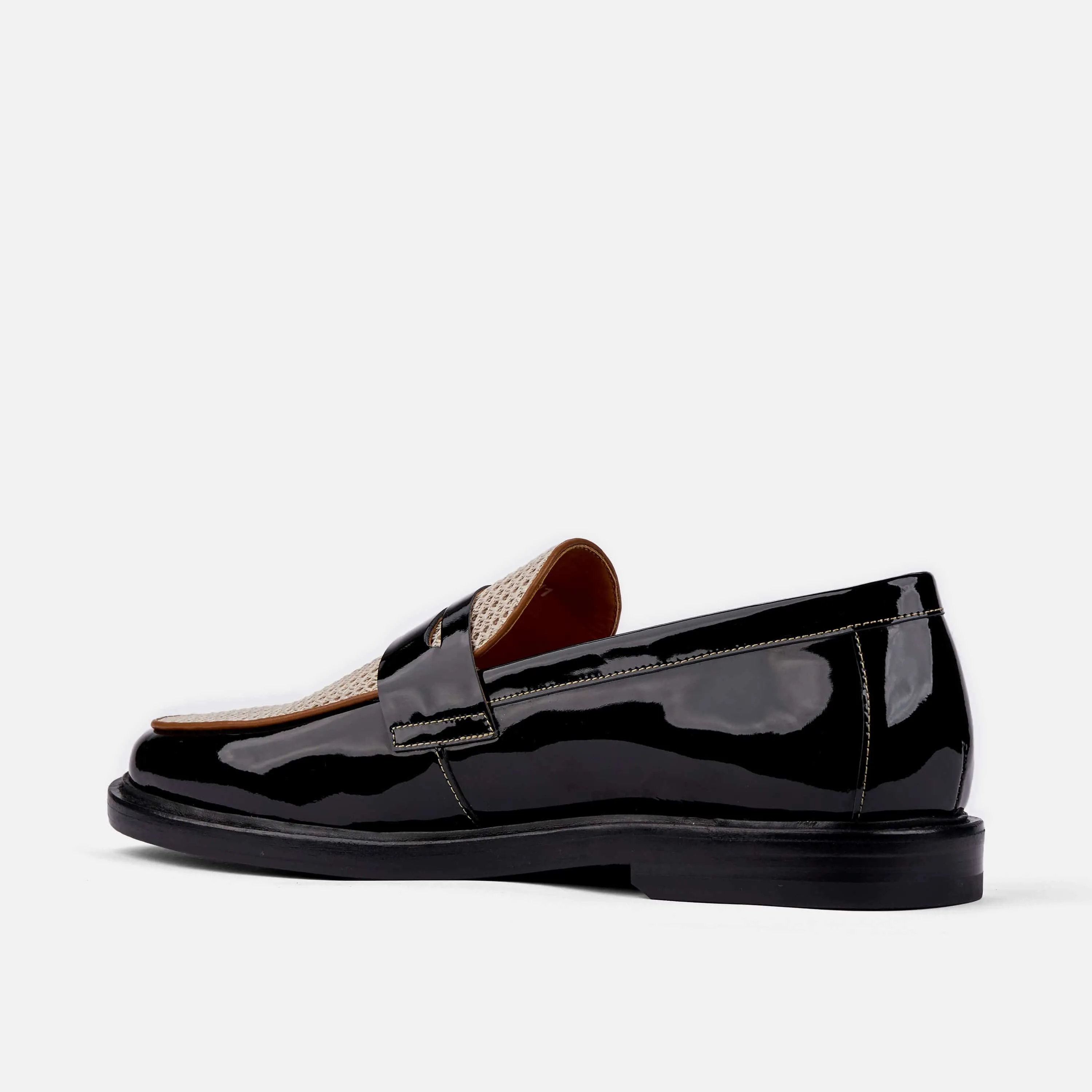 Calum Schwarz/Weiß Leder Penny Loafers