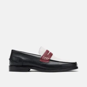 Calum Penny Loafers aus Leder in Schwarz/Weiß/Rot