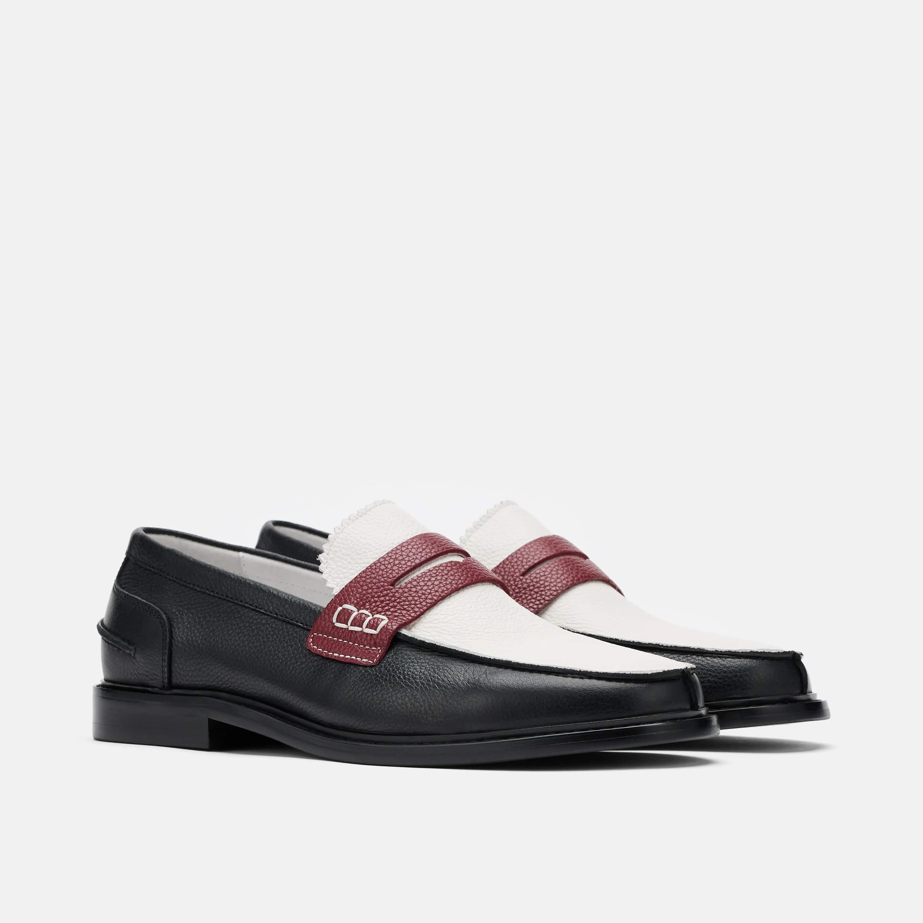 Calum Penny Loafers aus Leder in Schwarz/Weiß/Rot