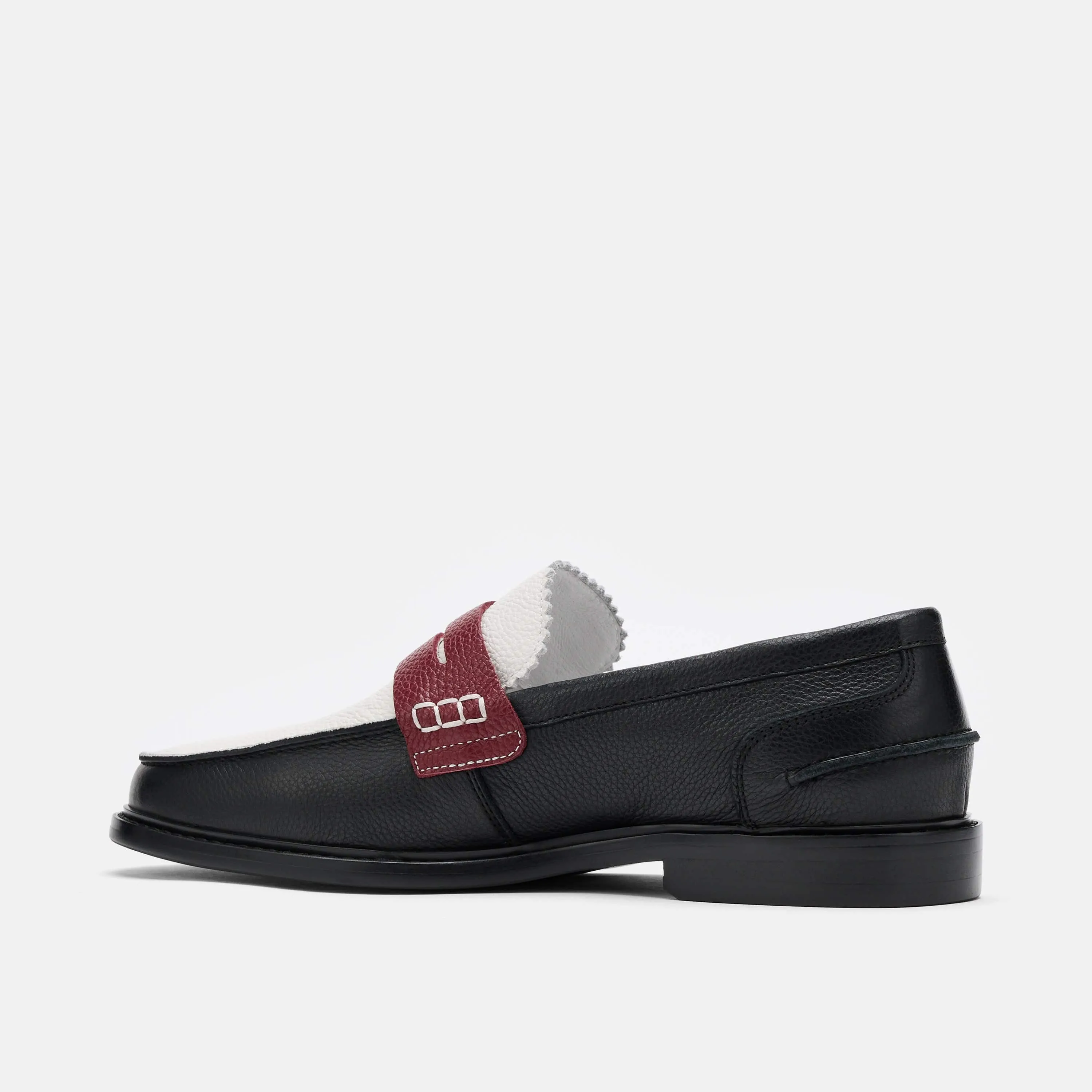 Calum Penny Loafers aus Leder in Schwarz/Weiß/Rot