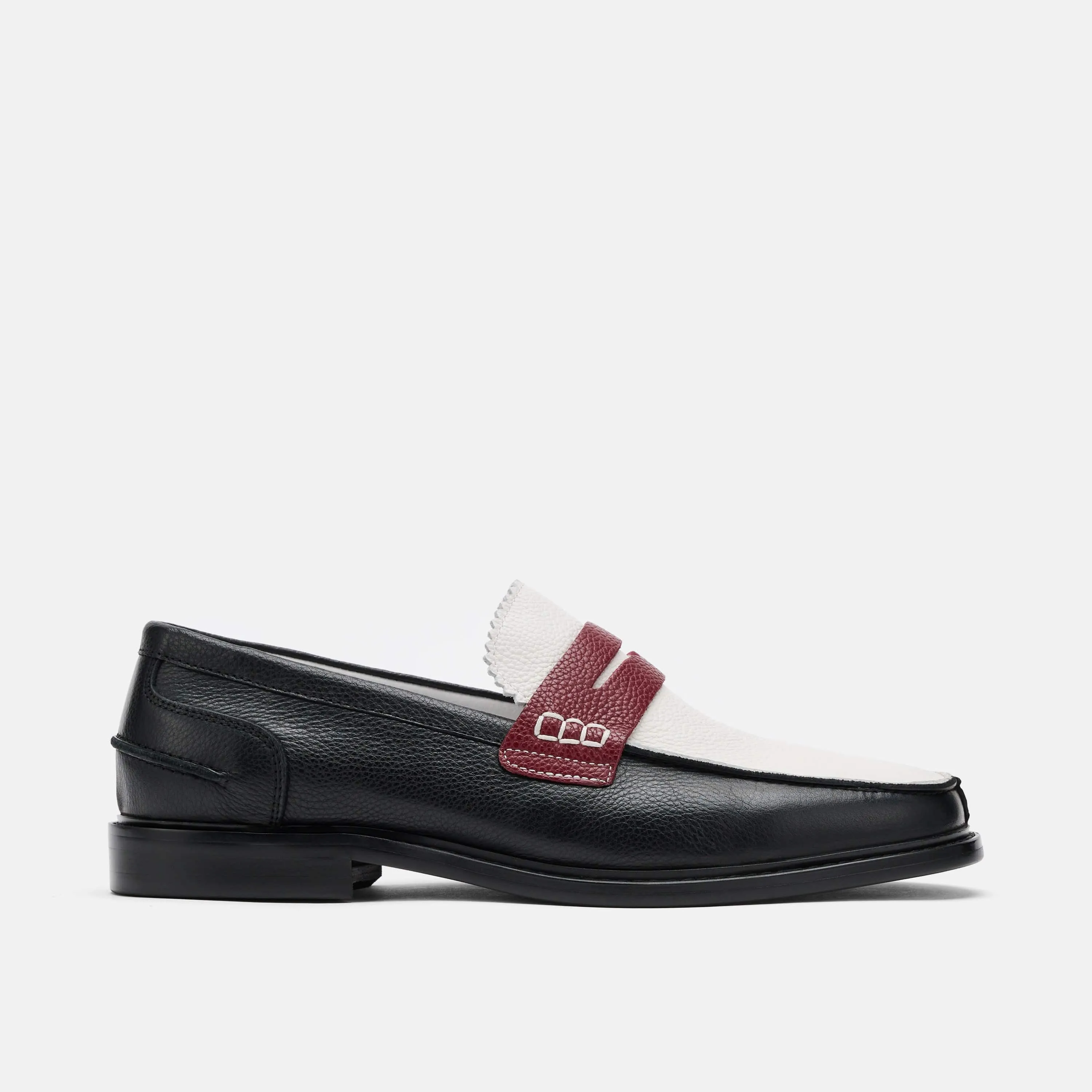 Calum Penny Loafers aus Leder in Schwarz/Weiß/Rot
