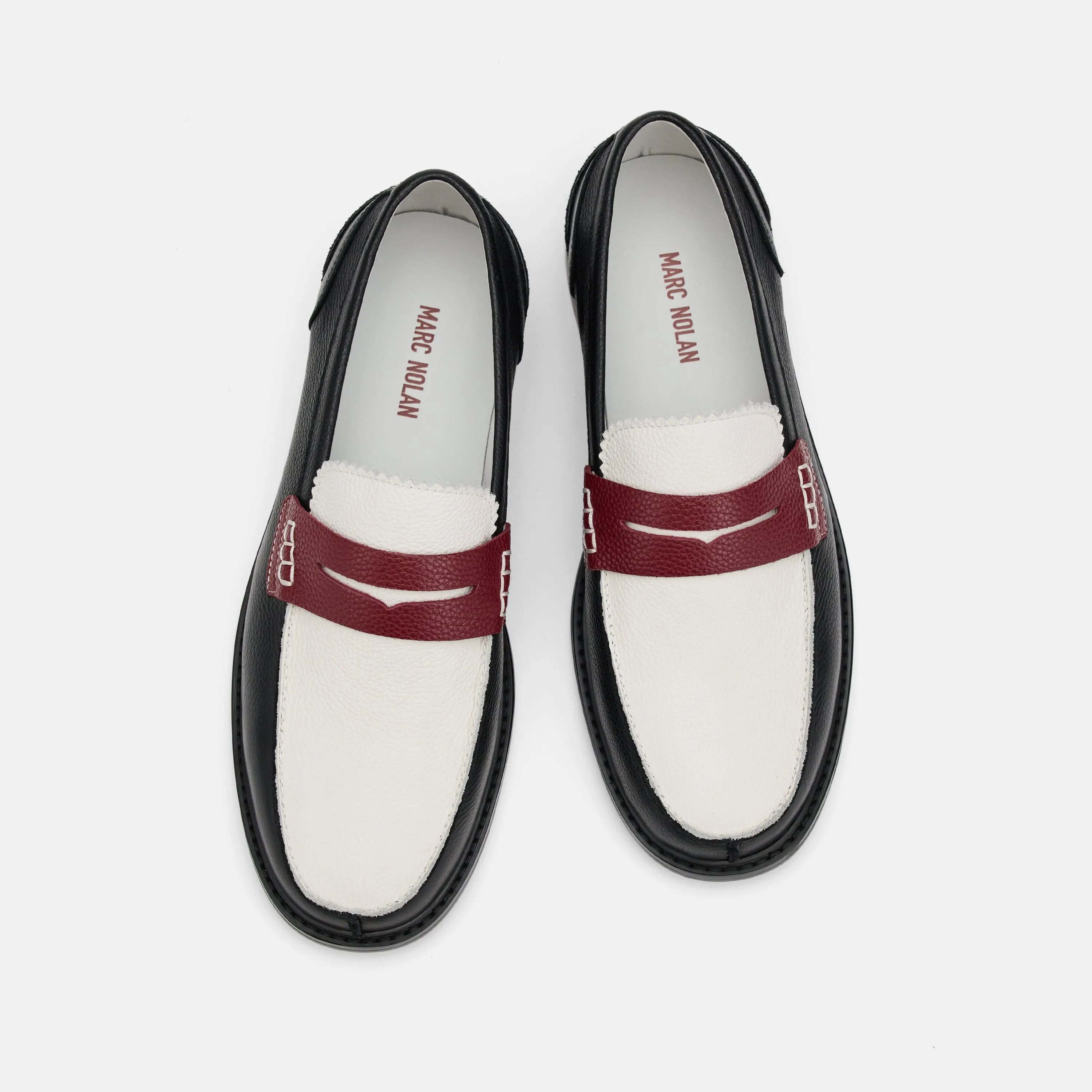 Calum Penny Loafers aus Leder in Schwarz/Weiß/Rot