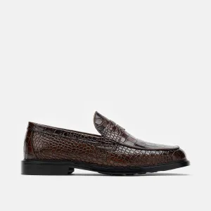 Calum Brown Crocskin Leder Penny Loafers