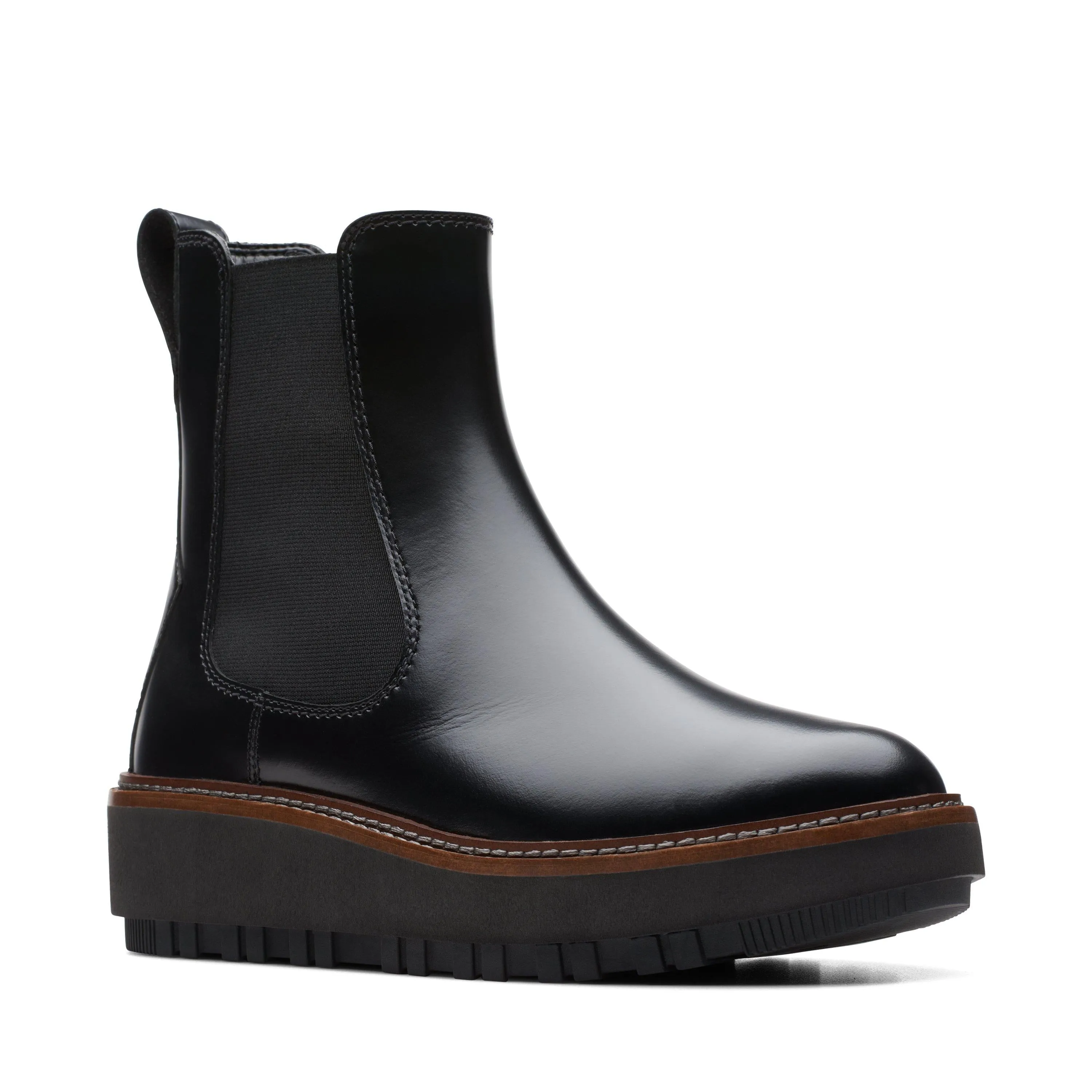Clarks Orianna W Up in schwarzem Leder