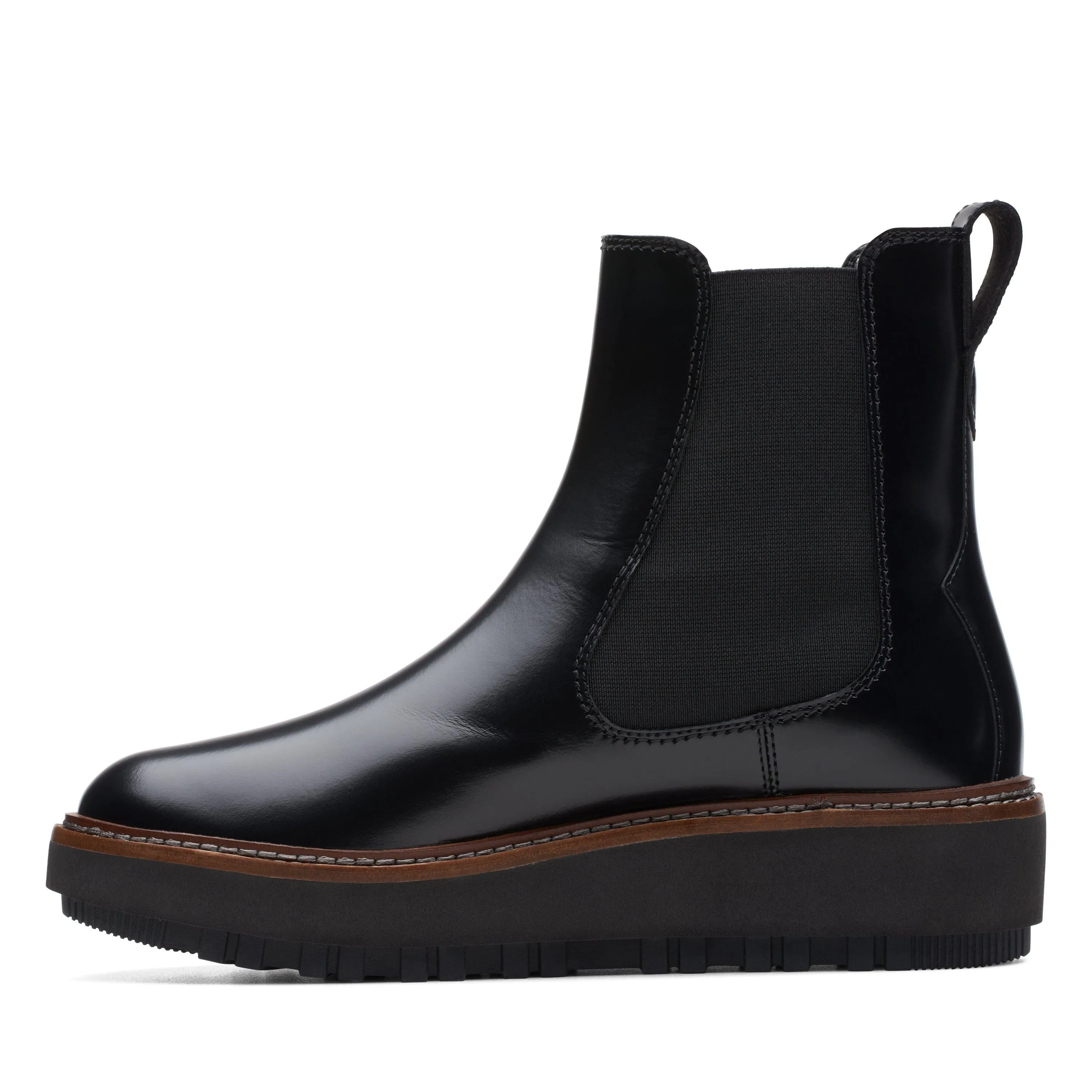 Clarks Orianna W Up in schwarzem Leder