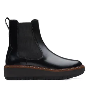 Clarks Orianna W Up in schwarzem Leder