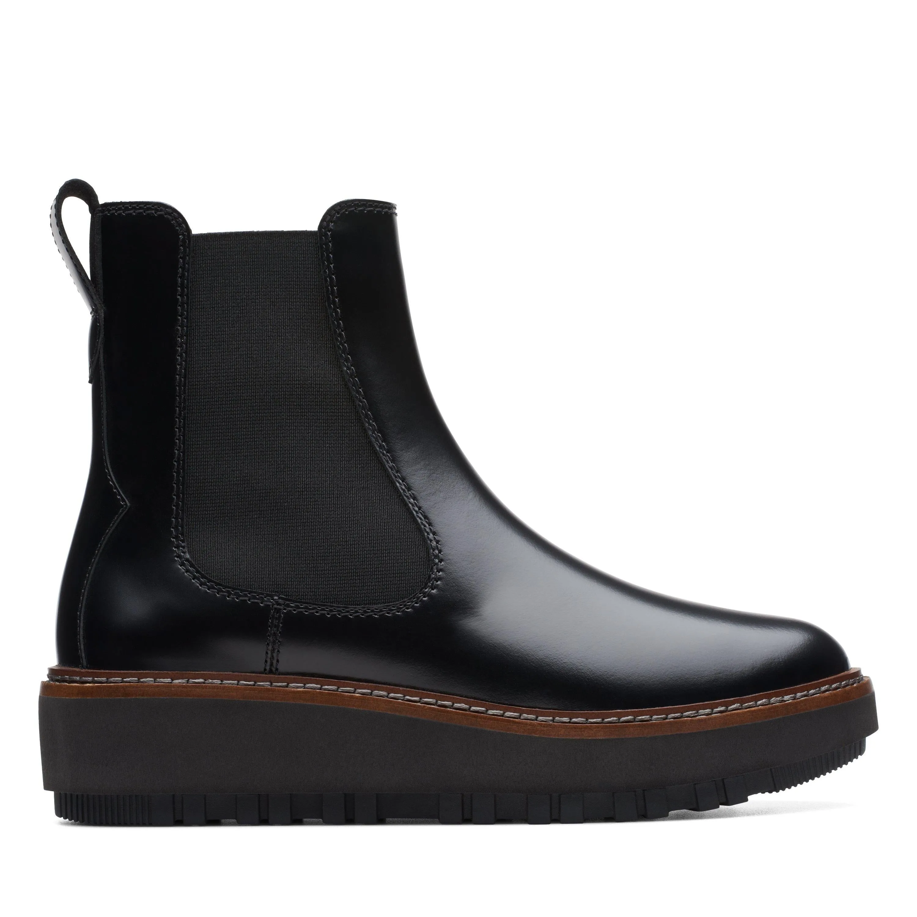 Clarks Orianna W Up in schwarzem Leder