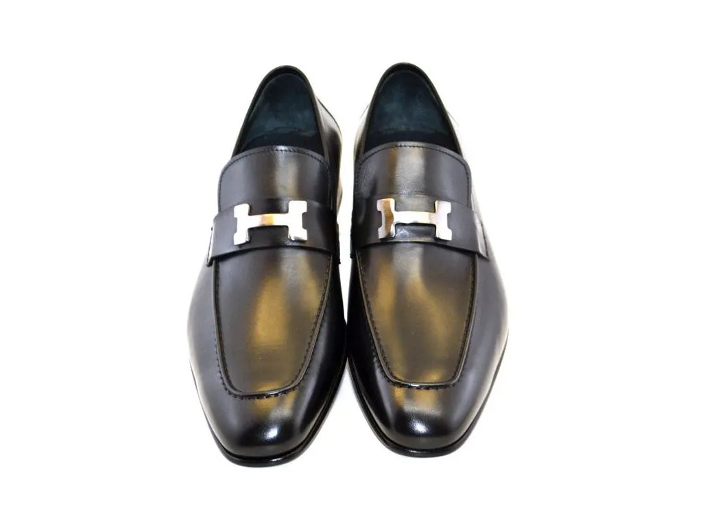 Corrente Hochglanz Kalbsleder Loaferschuh Schwarz