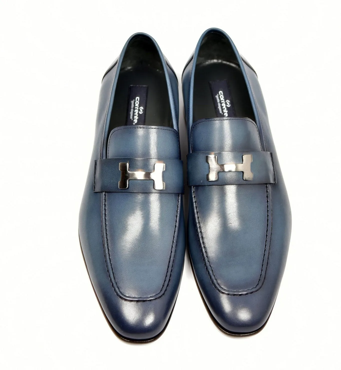 Corrente Hochglanz Kalbsleder Loafers Blau