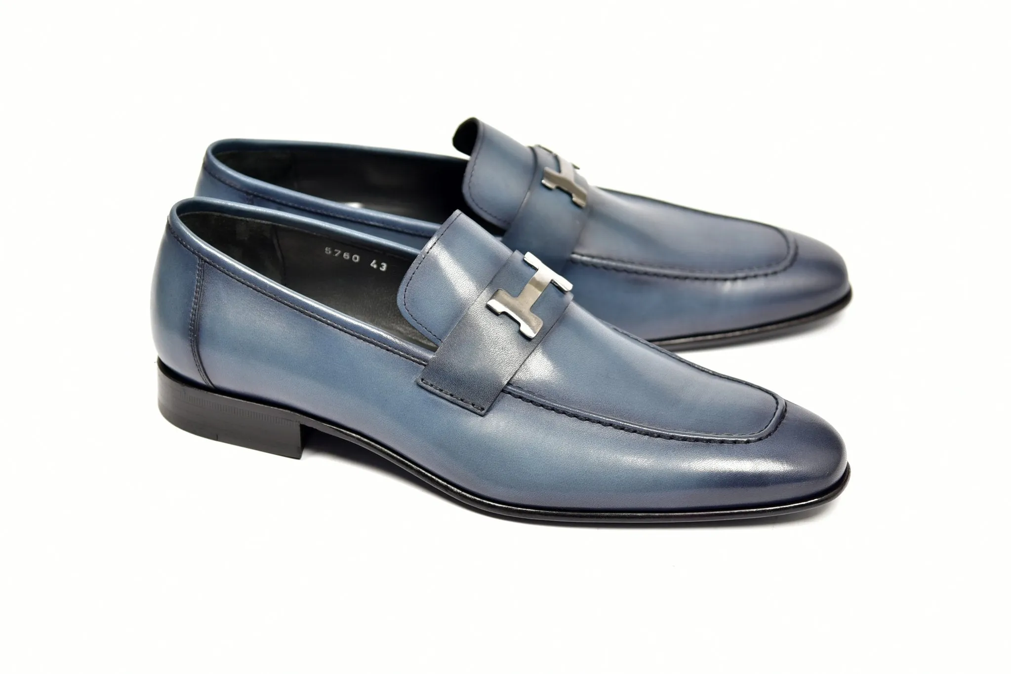 Corrente Hochglanz Kalbsleder Loafers Blau