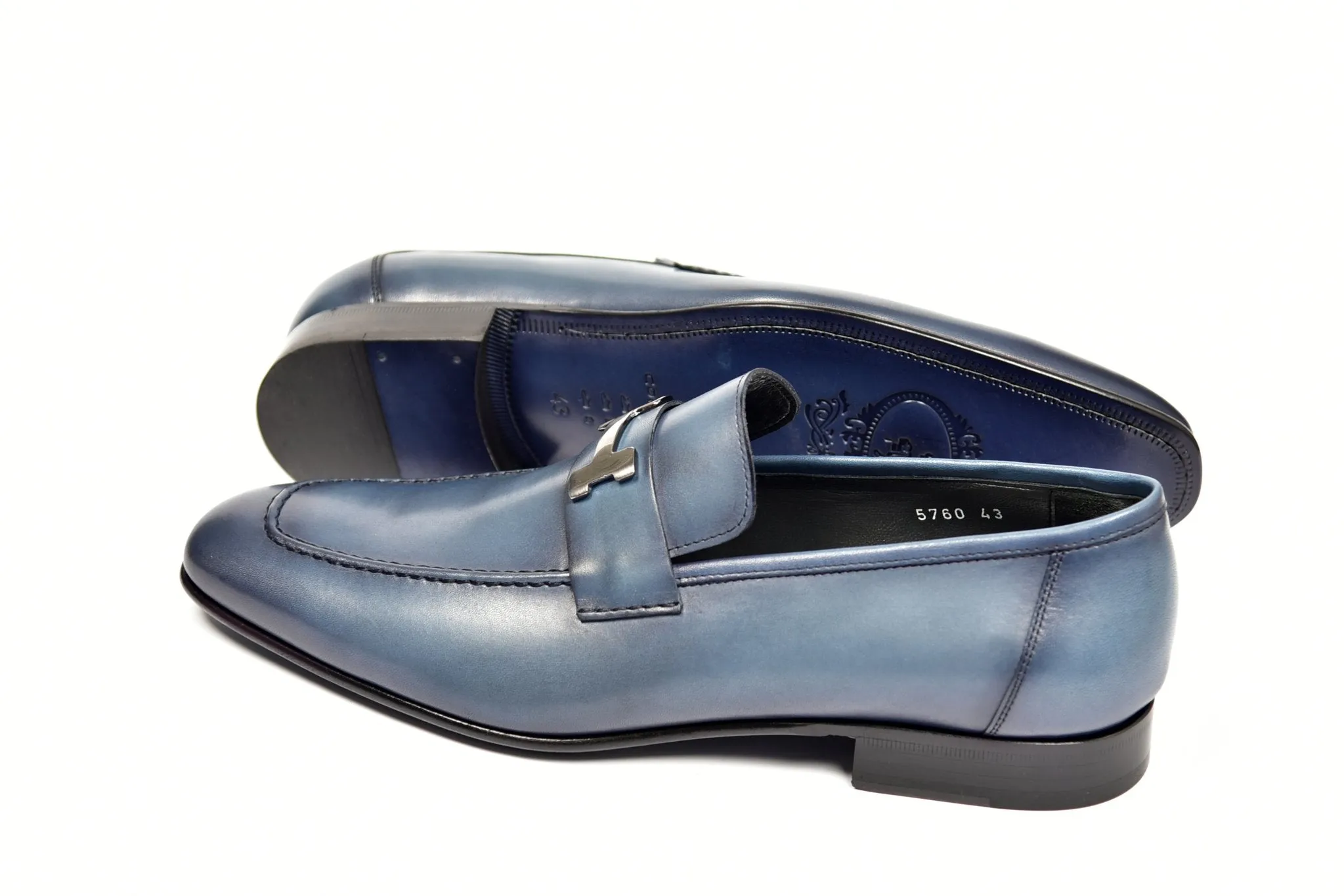 Corrente Hochglanz Kalbsleder Loafers Blau